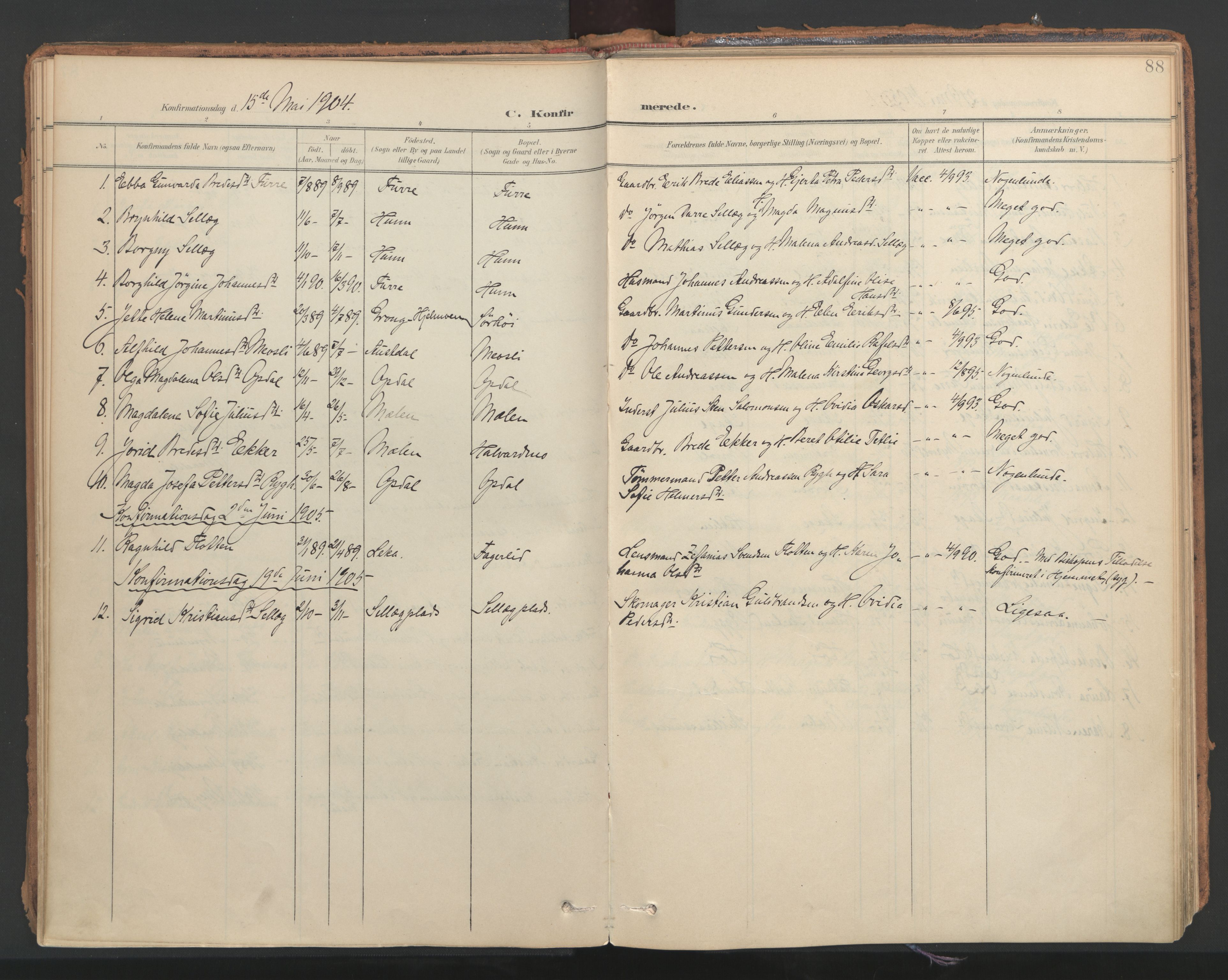Ministerialprotokoller, klokkerbøker og fødselsregistre - Nord-Trøndelag, SAT/A-1458/766/L0564: Parish register (official) no. 767A02, 1900-1932, p. 88