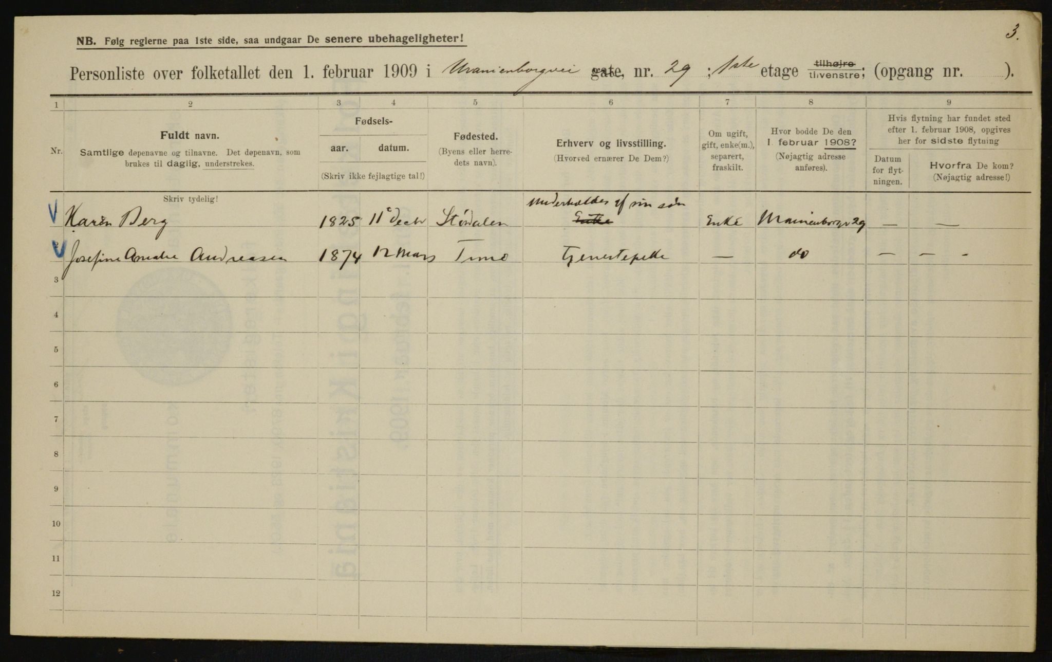 OBA, Municipal Census 1909 for Kristiania, 1909, p. 109361