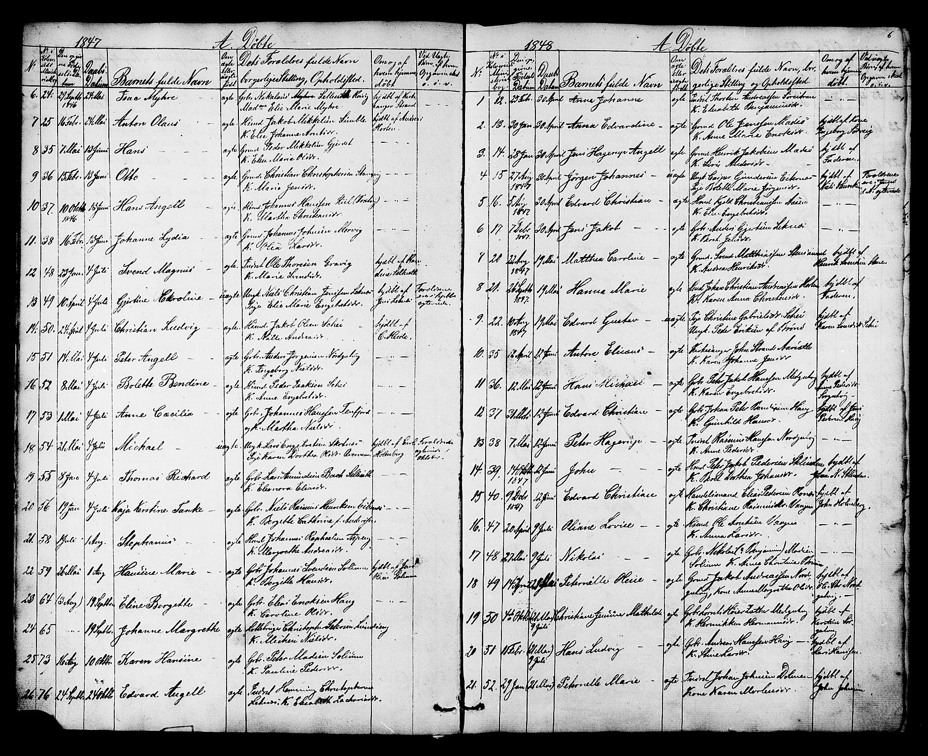 Ministerialprotokoller, klokkerbøker og fødselsregistre - Nord-Trøndelag, SAT/A-1458/788/L0695: Parish register (official) no. 788A02, 1843-1862, p. 6
