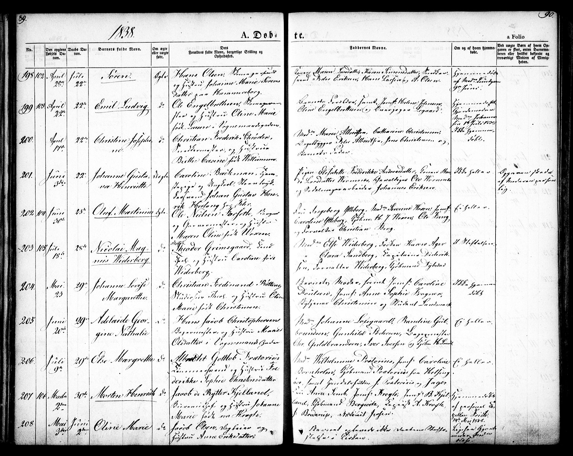 Oslo domkirke Kirkebøker, SAO/A-10752/F/Fa/L0012: Parish register (official) no. 12, 1837-1845, p. 89-90
