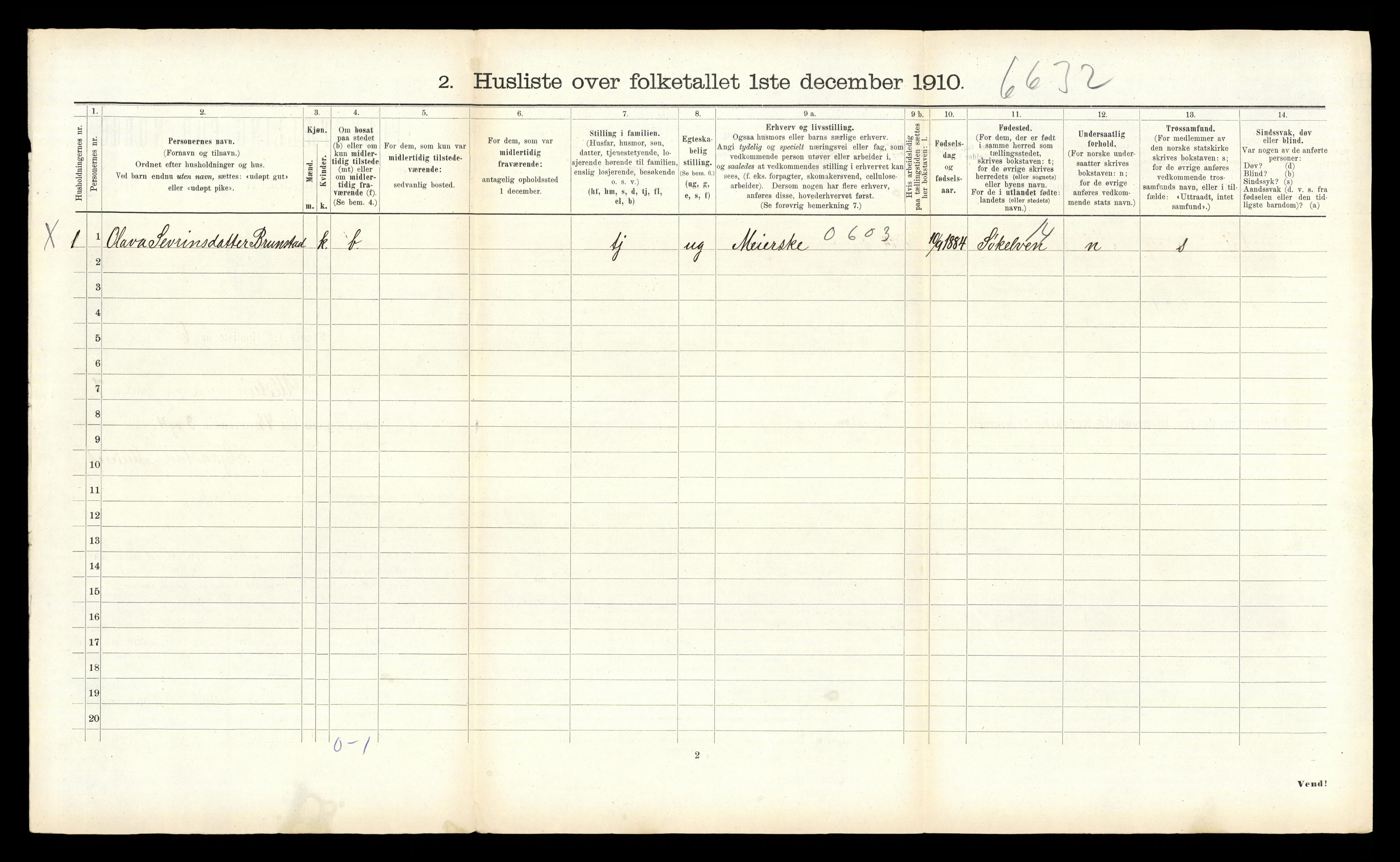 RA, 1910 census for Ulstein, 1910, p. 607