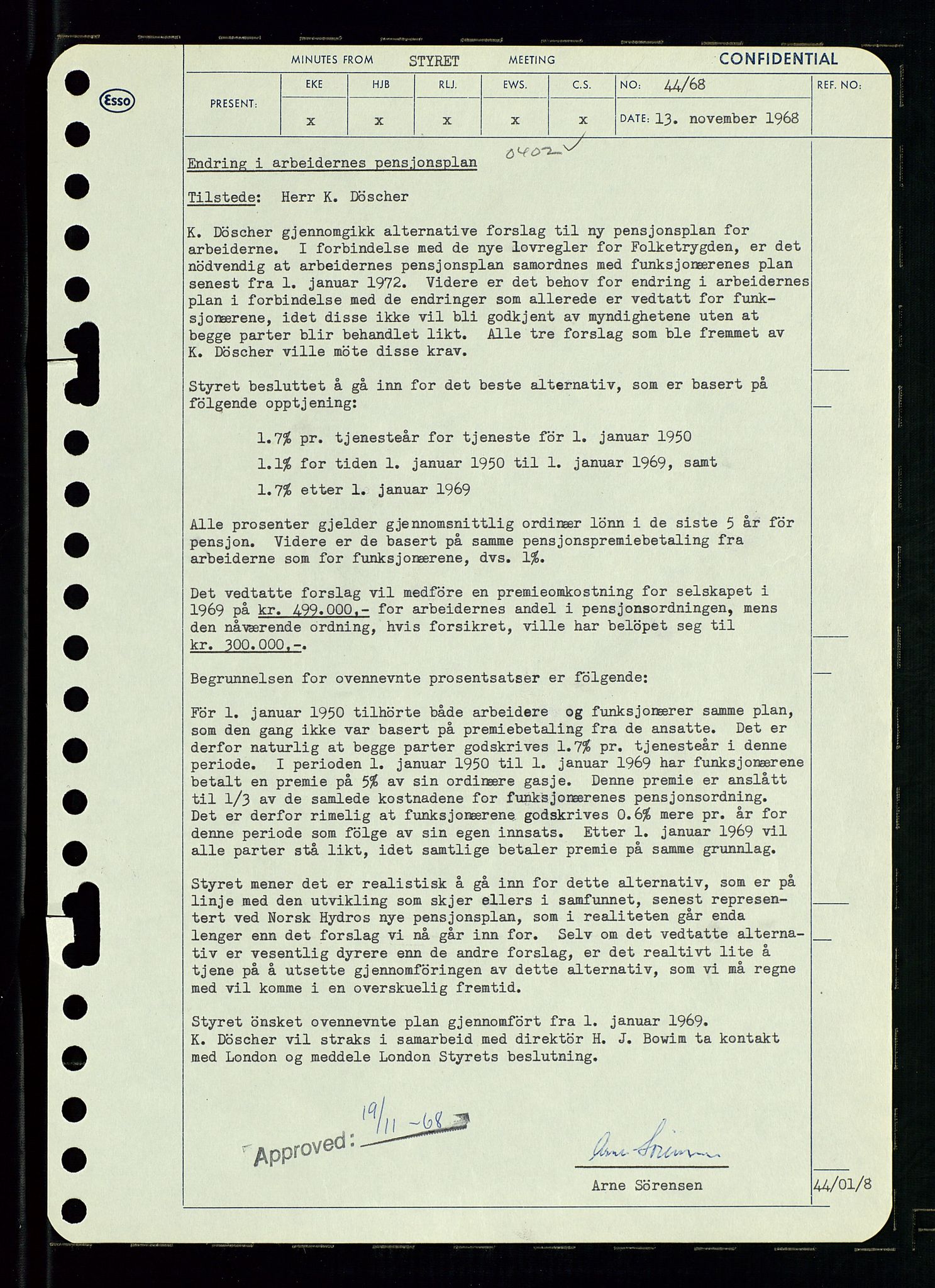 Pa 0982 - Esso Norge A/S, AV/SAST-A-100448/A/Aa/L0002/0004: Den administrerende direksjon Board minutes (styrereferater) / Den administrerende direksjon Board minutes (styrereferater), 1968, p. 66