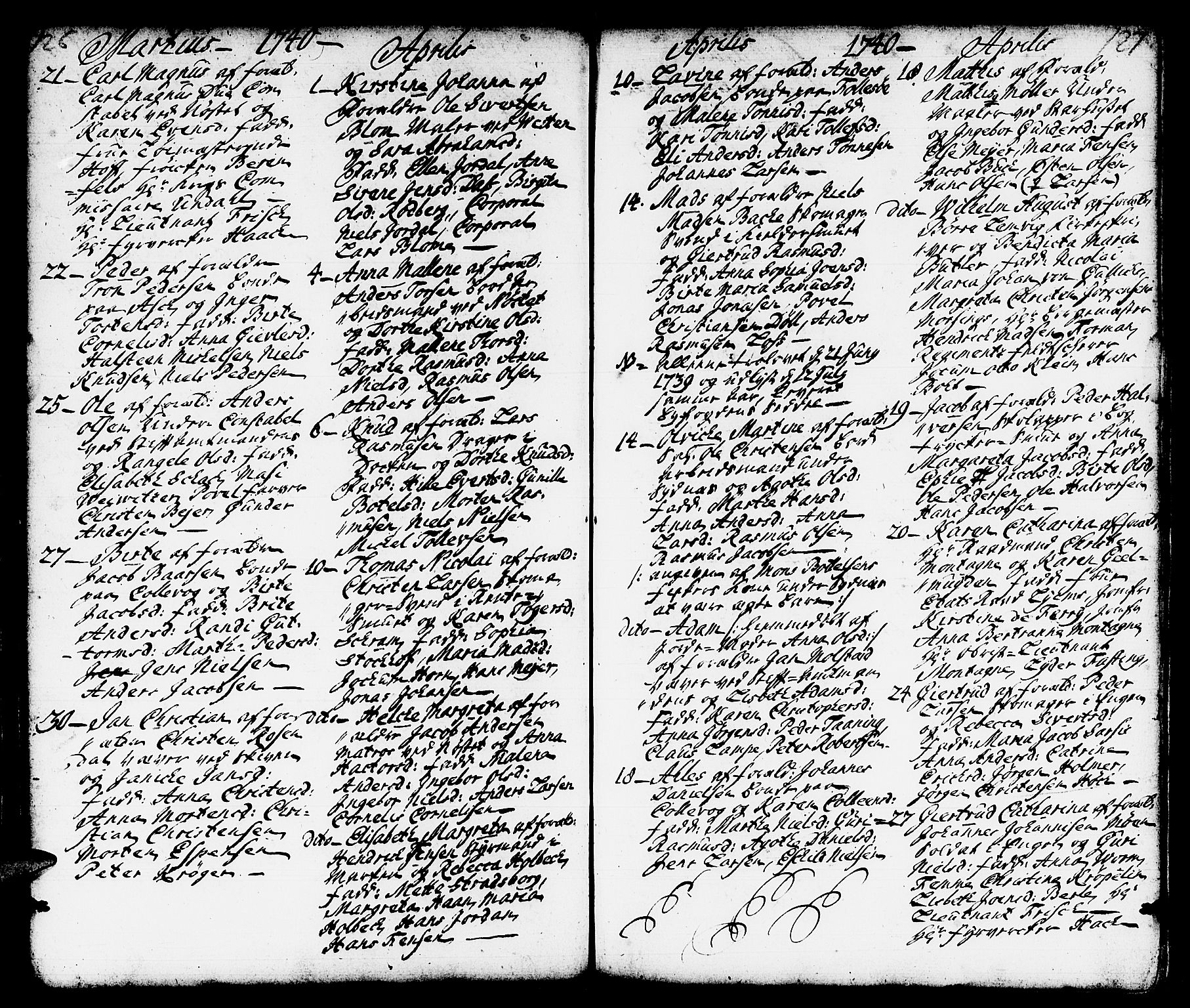 Domkirken sokneprestembete, SAB/A-74801/H/Haa/L0002: Parish register (official) no. A 2, 1733-1750, p. 126-127