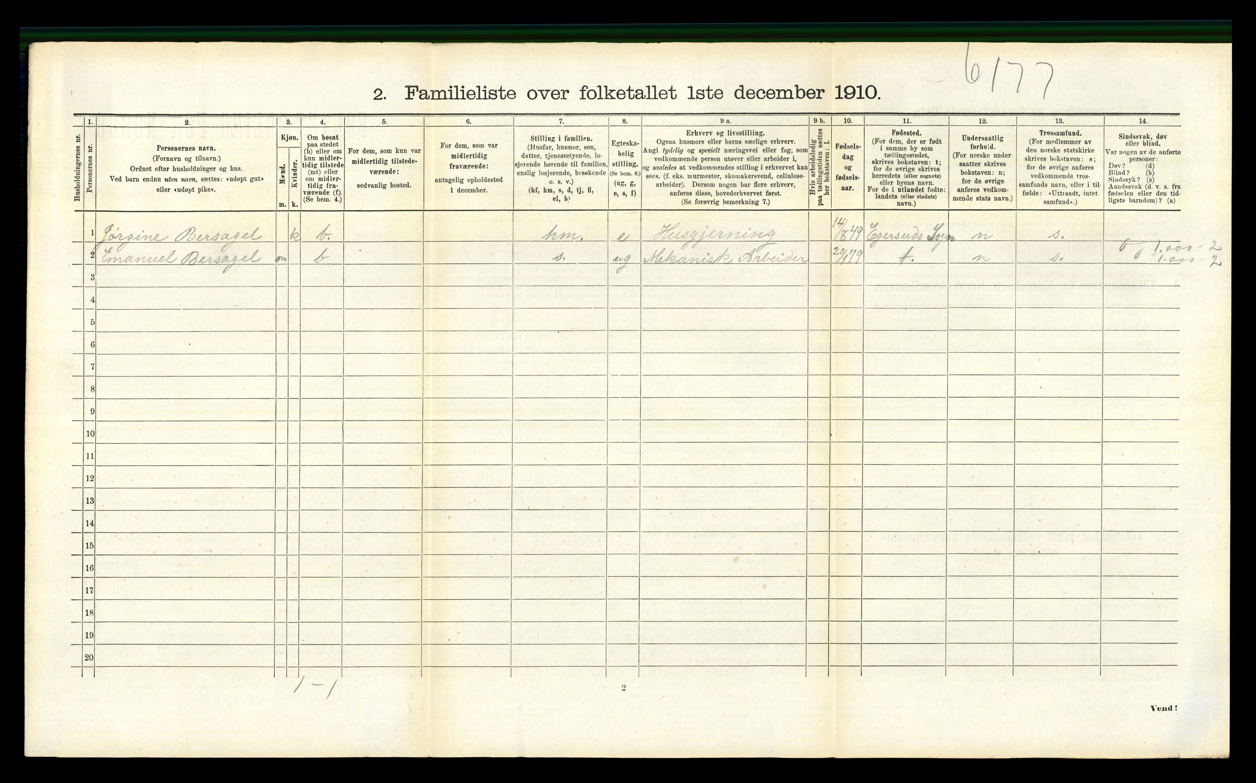 RA, 1910 census for Stavanger, 1910, p. 15496