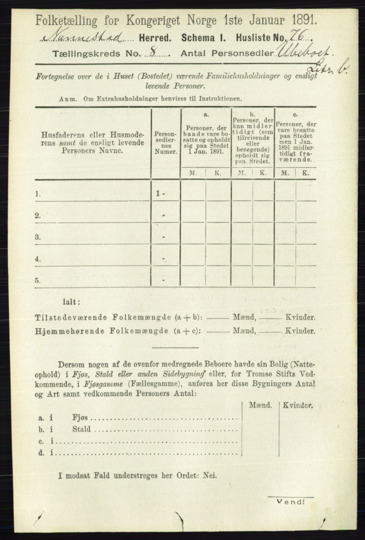 RA, 1891 census for 0238 Nannestad, 1891, p. 4407