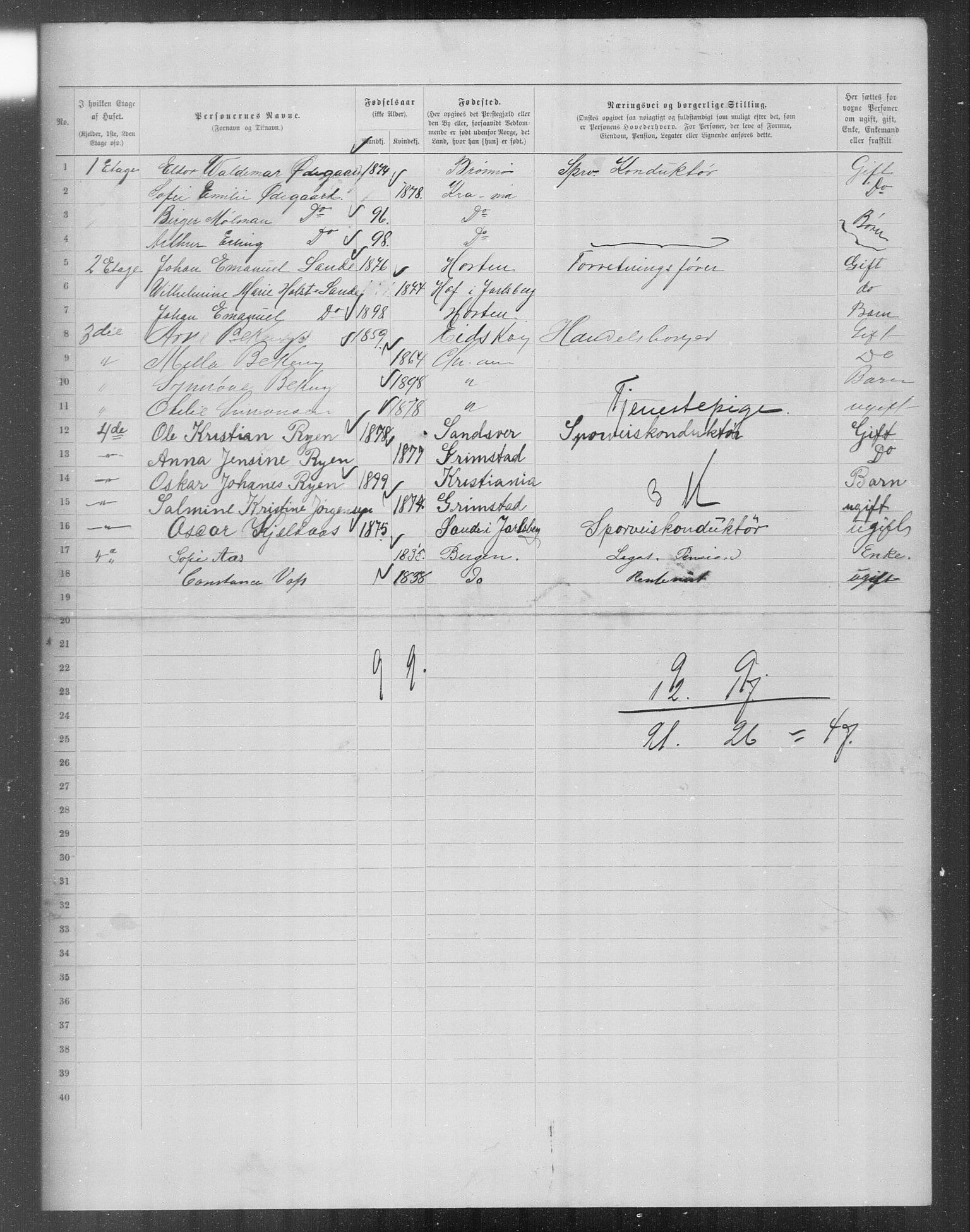 OBA, Municipal Census 1899 for Kristiania, 1899, p. 13104