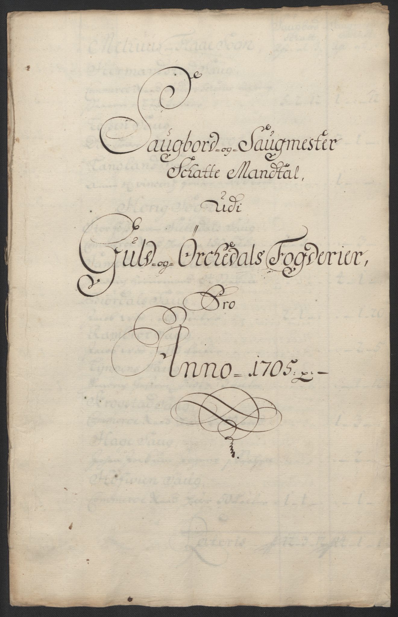 Rentekammeret inntil 1814, Reviderte regnskaper, Fogderegnskap, AV/RA-EA-4092/R60/L3955: Fogderegnskap Orkdal og Gauldal, 1705, p. 327