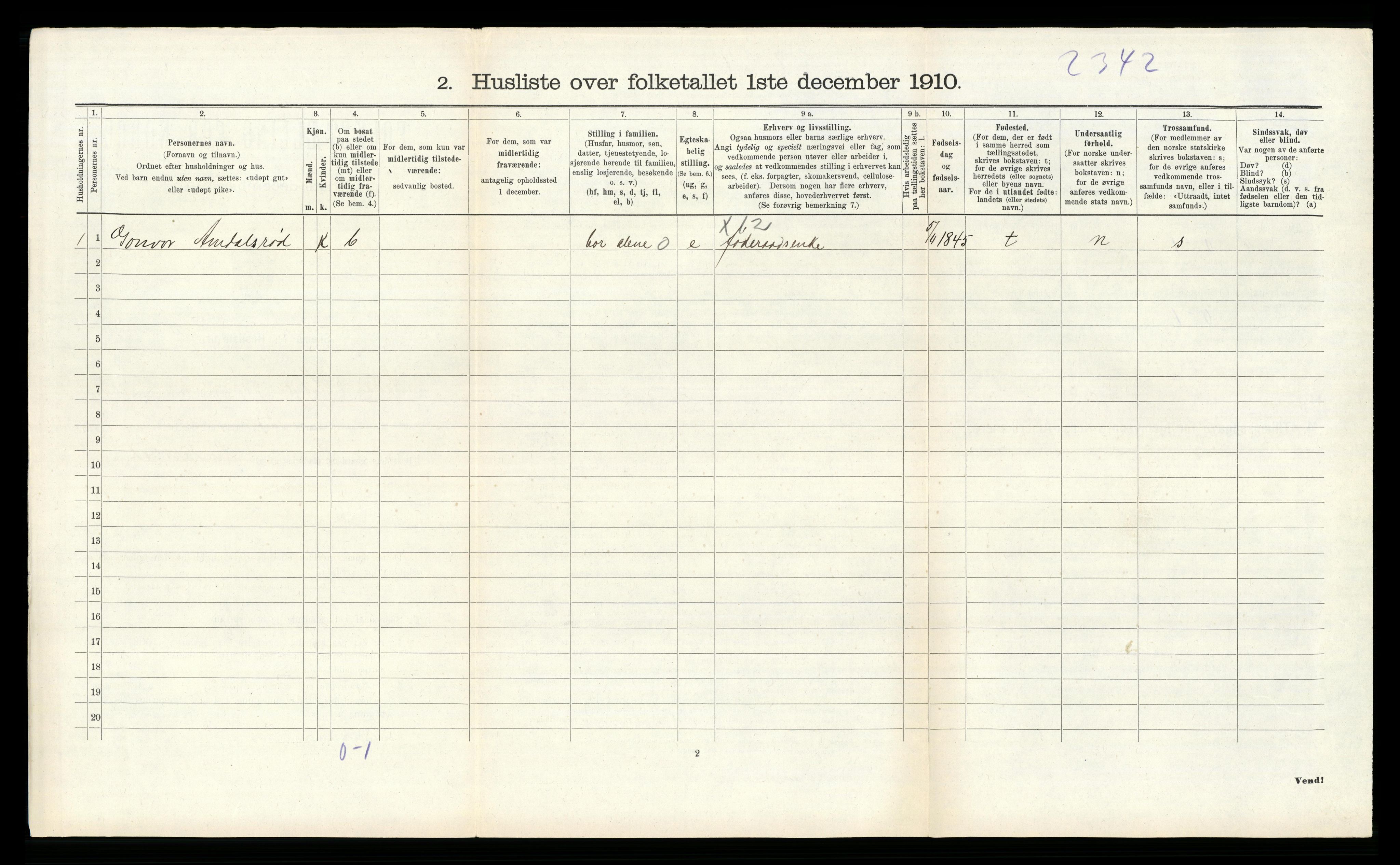 RA, 1910 census for Sauda, 1910, p. 229