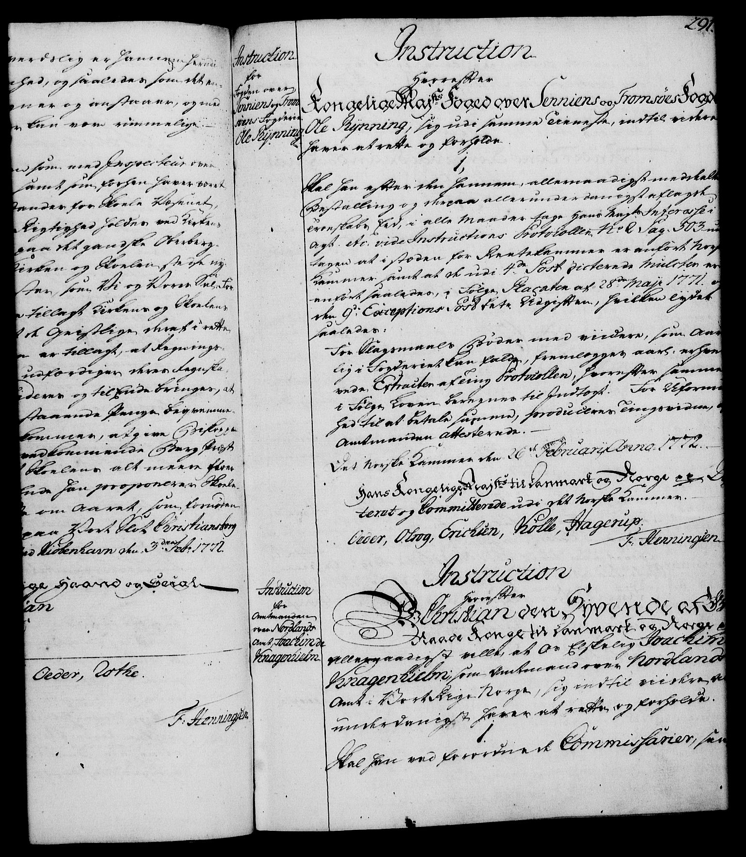 Rentekammeret, Kammerkanselliet, RA/EA-3111/G/Gg/Ggi/L0003: Norsk instruksjonsprotokoll med register (merket RK 53.36), 1751-1775, p. 291