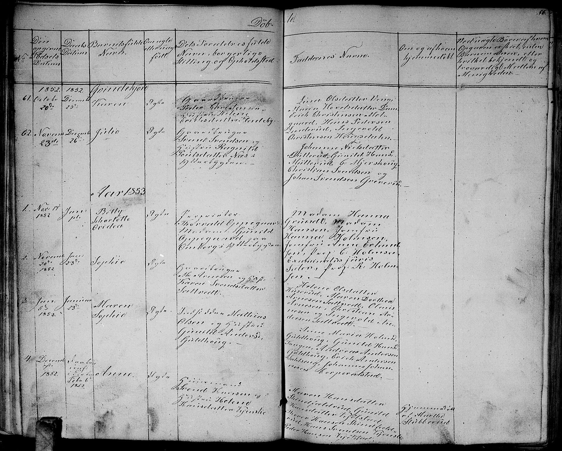 Enebakk prestekontor Kirkebøker, AV/SAO-A-10171c/G/Ga/L0004: Parish register (copy) no. I 4, 1850-1866, p. 56