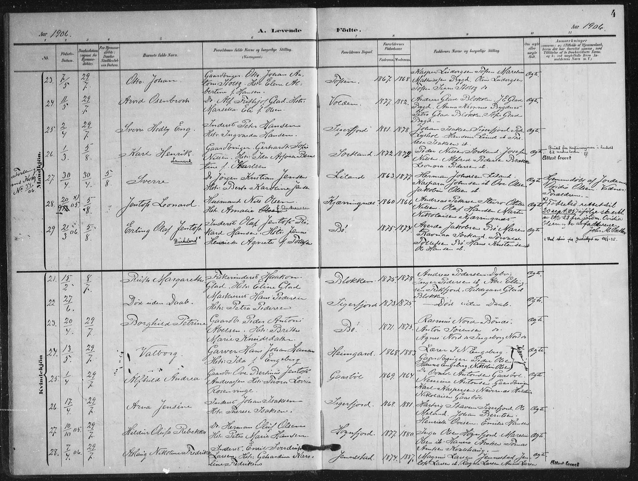 Ministerialprotokoller, klokkerbøker og fødselsregistre - Nordland, AV/SAT-A-1459/895/L1373: Parish register (official) no. 895A08, 1905-1915, p. 4