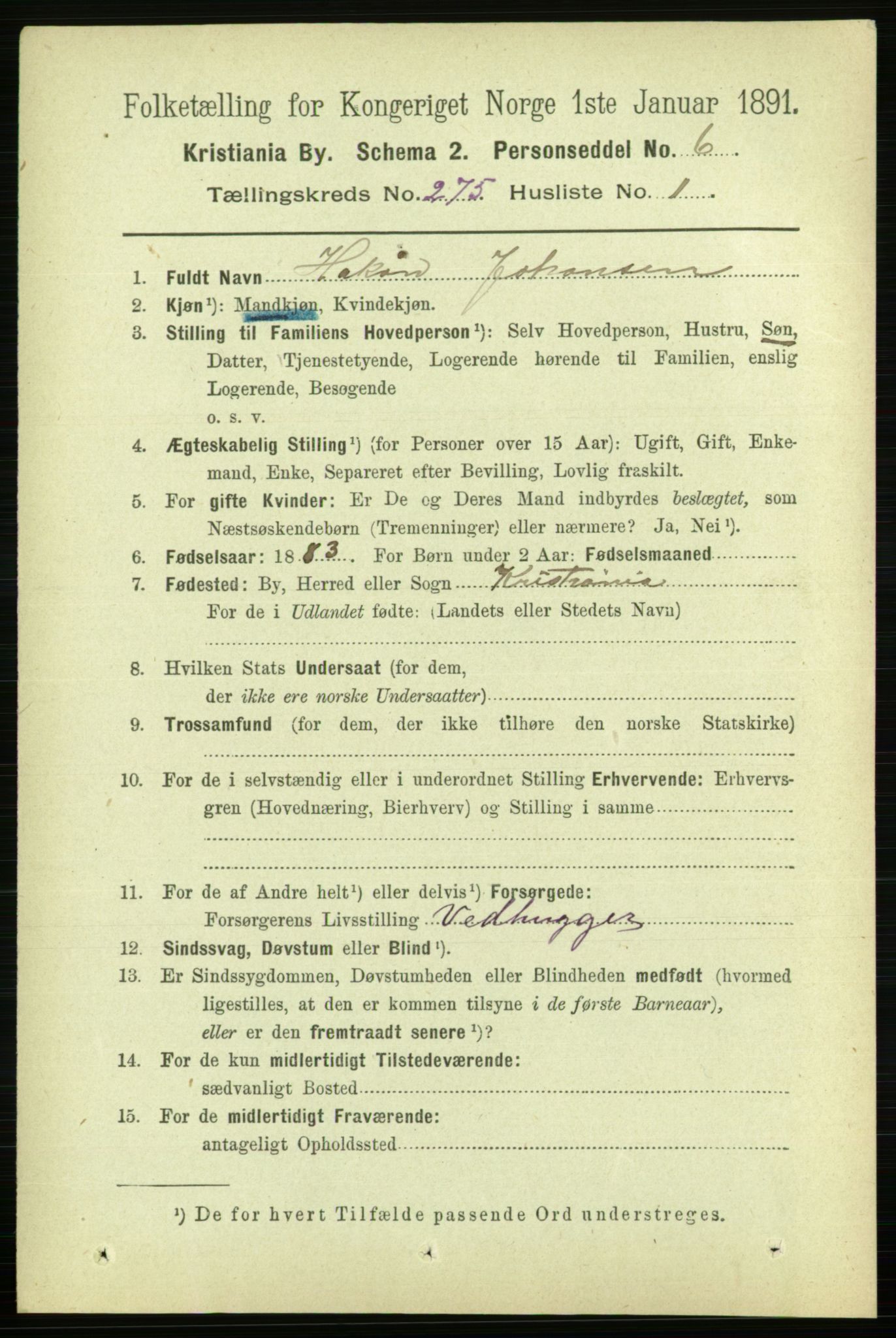 RA, 1891 census for 0301 Kristiania, 1891, p. 166943