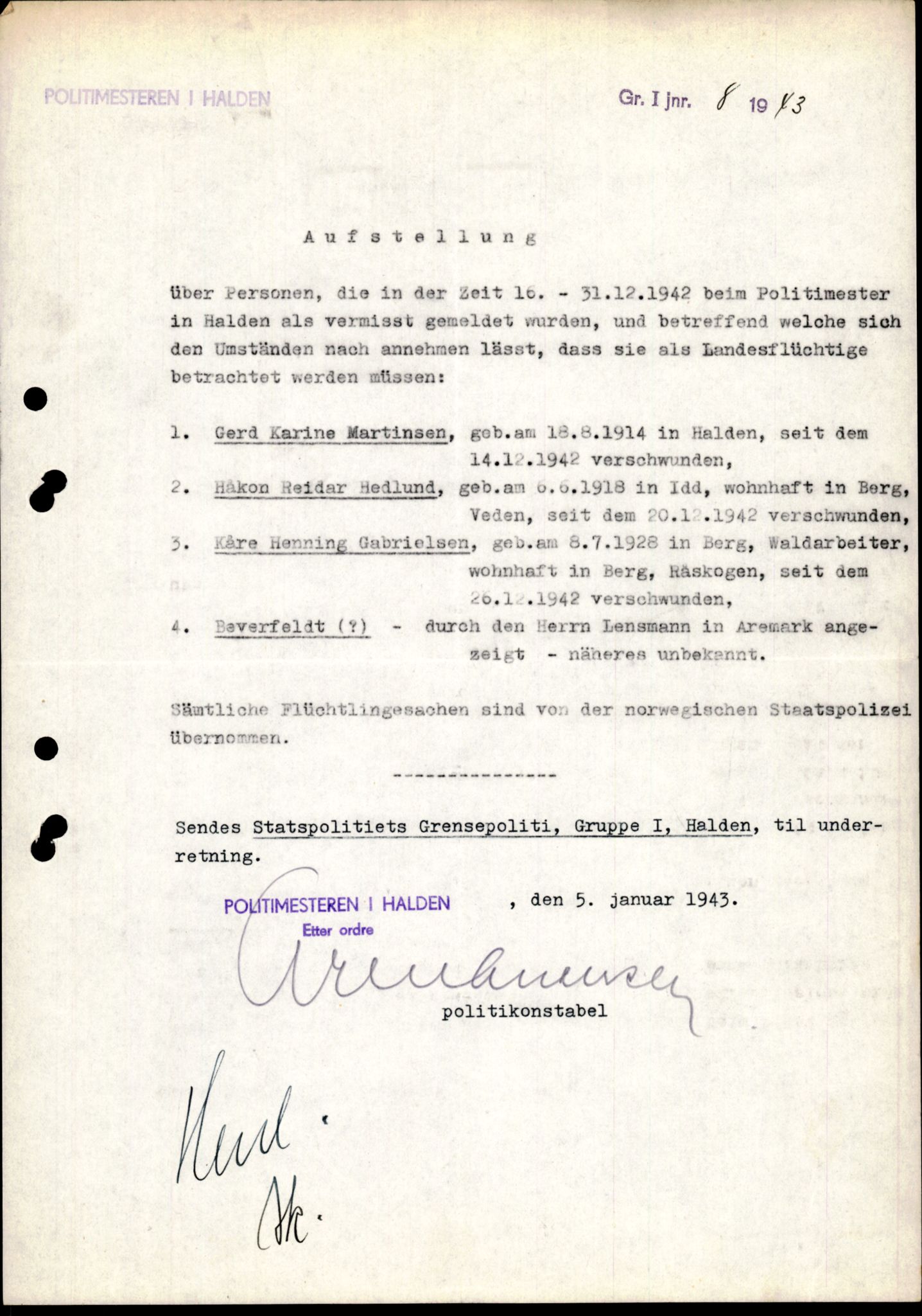 Forsvarets Overkommando. 2 kontor. Arkiv 11.4. Spredte tyske arkivsaker, AV/RA-RAFA-7031/D/Dar/Darc/L0006: BdSN, 1942-1945, p. 7