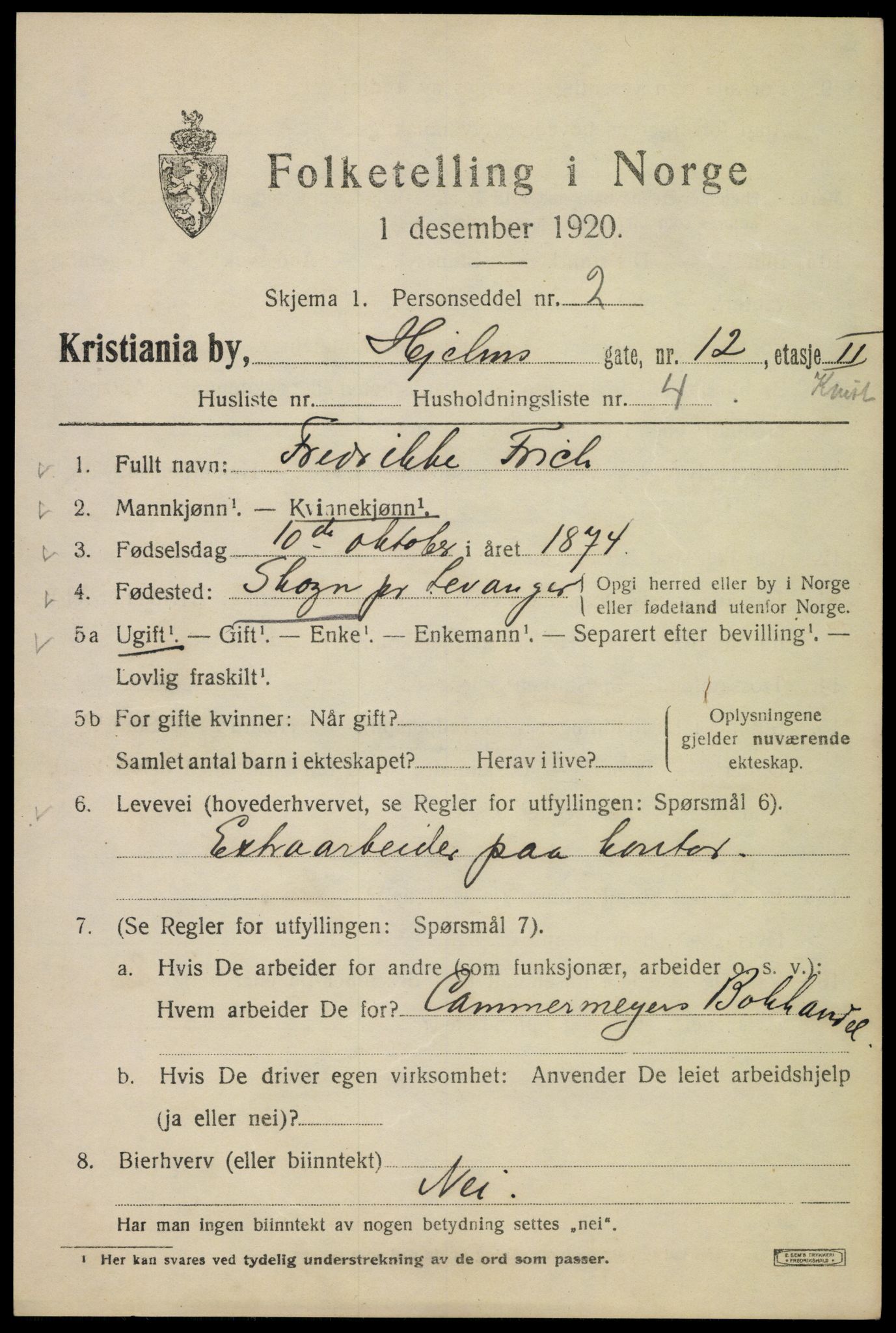 SAO, 1920 census for Kristiania, 1920, p. 294315