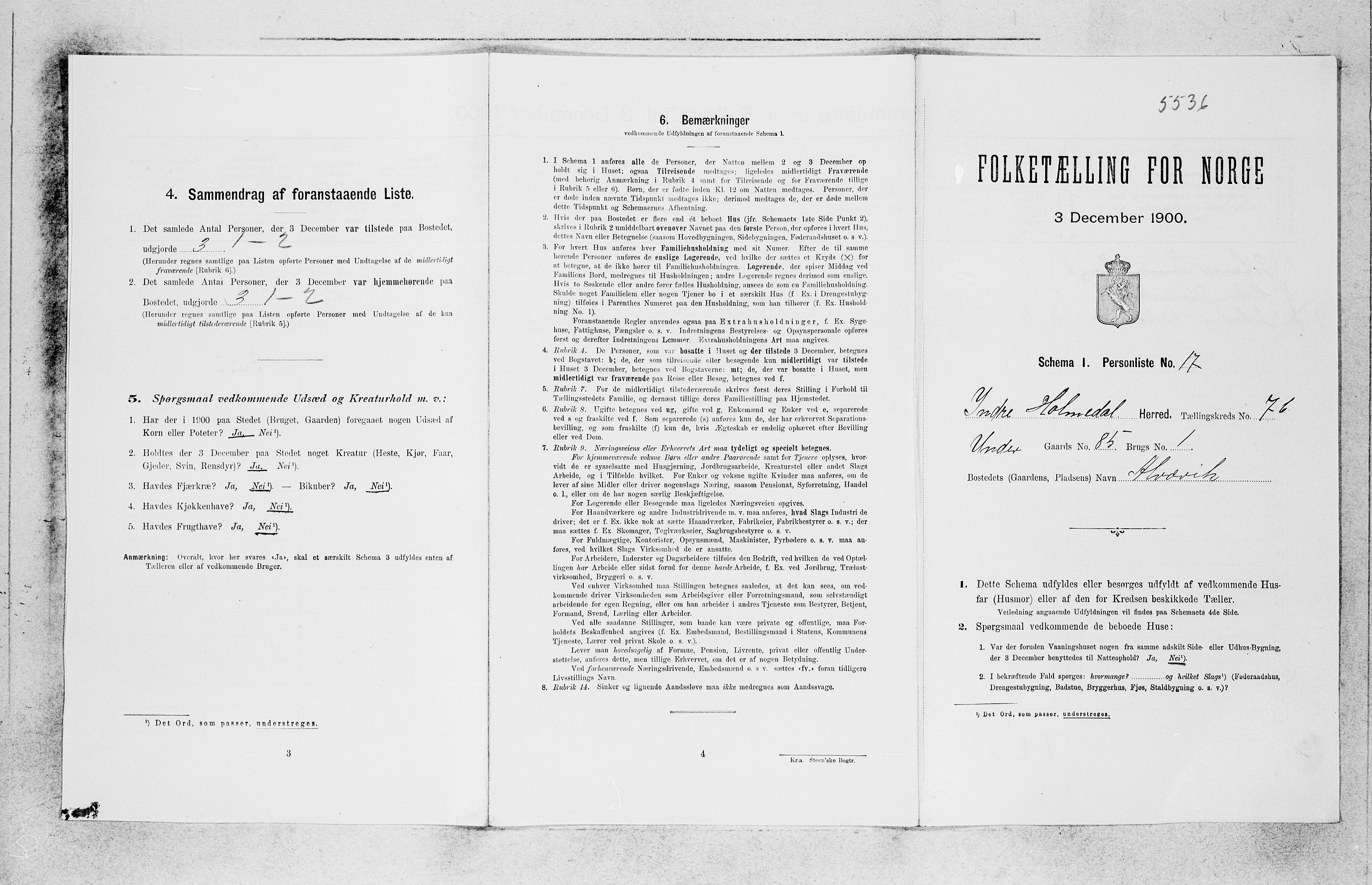 SAB, 1900 census for Indre Holmedal, 1900, p. 736