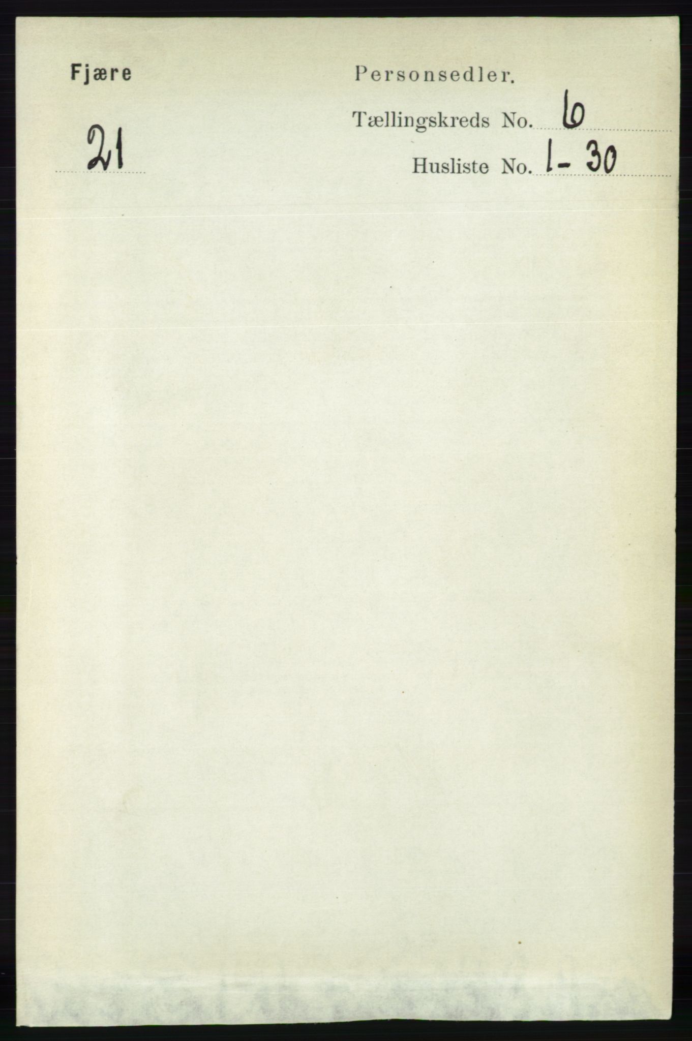 RA, 1891 census for 0923 Fjære, 1891, p. 2958