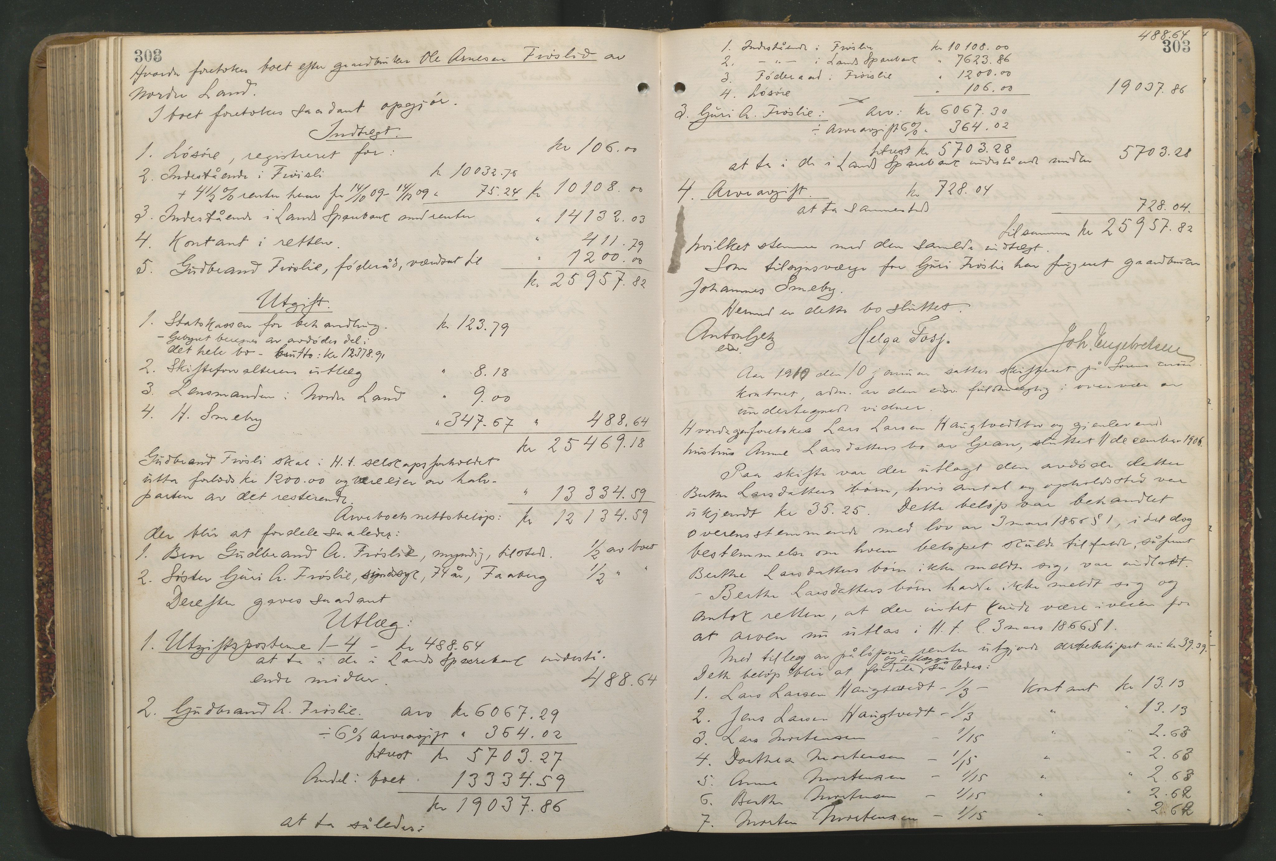 Hadeland og Land tingrett, AV/SAH-TING-010/J/Jd/L0004: Skifteutlodningsprotokoll, 1900-1913, p. 303
