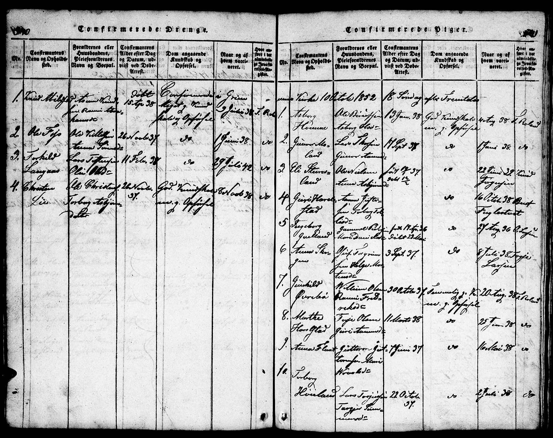 Bjelland sokneprestkontor, SAK/1111-0005/F/Fb/Fba/L0003: Parish register (copy) no. B 3, 1816-1870, p. 540-541