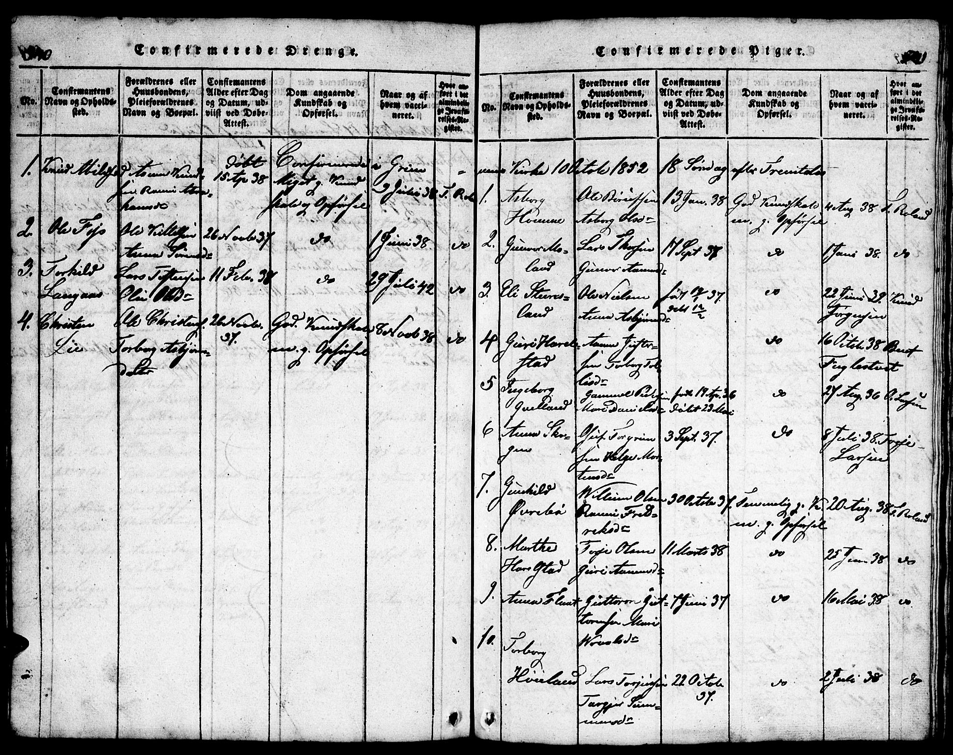 Bjelland sokneprestkontor, AV/SAK-1111-0005/F/Fb/Fba/L0003: Parish register (copy) no. B 3, 1816-1870, p. 540-541