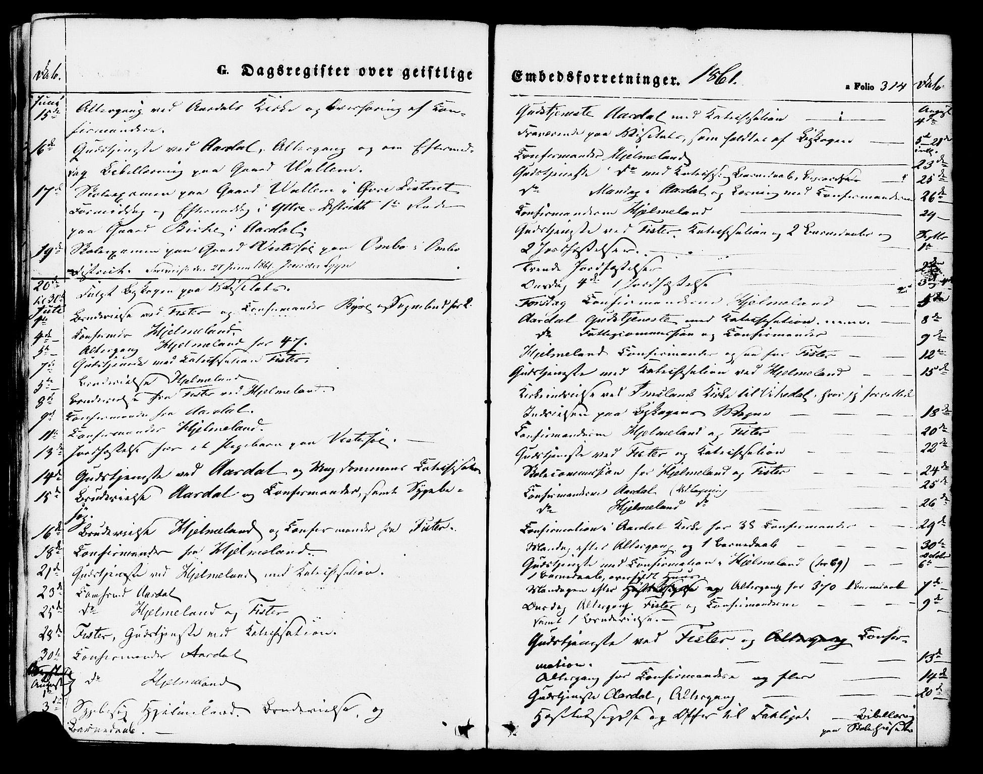 Hjelmeland sokneprestkontor, SAST/A-101843/01/IV/L0011: Parish register (official) no. A 11, 1861-1878, p. 314