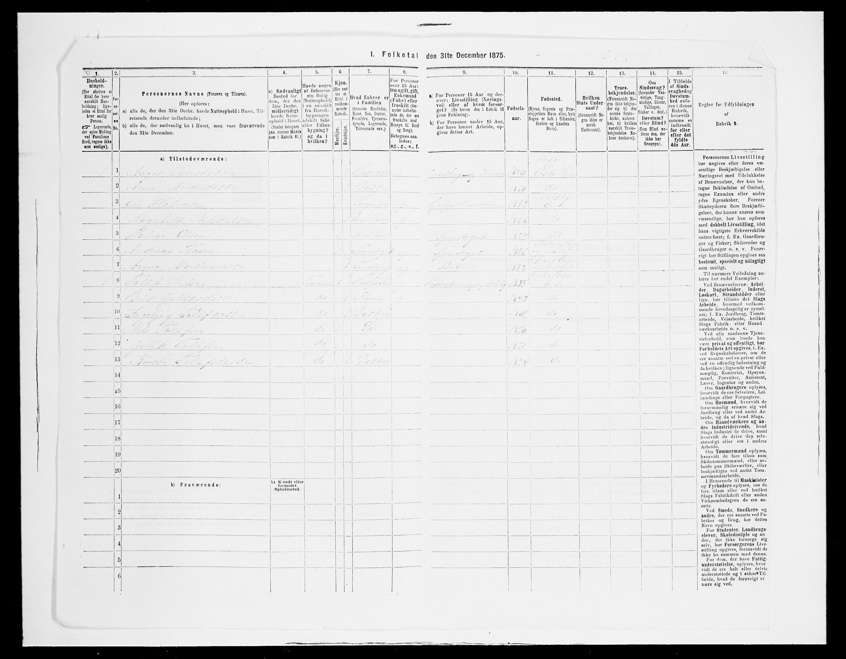 SAH, 1875 census for 0544P Øystre Slidre, 1875, p. 449