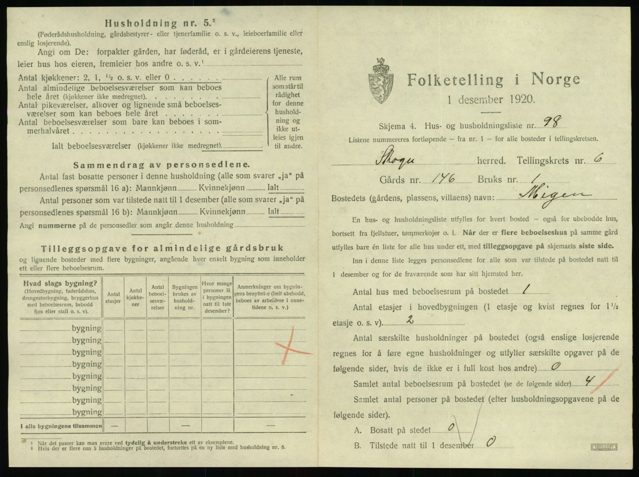 SAT, 1920 census for Skogn, 1920, p. 1277