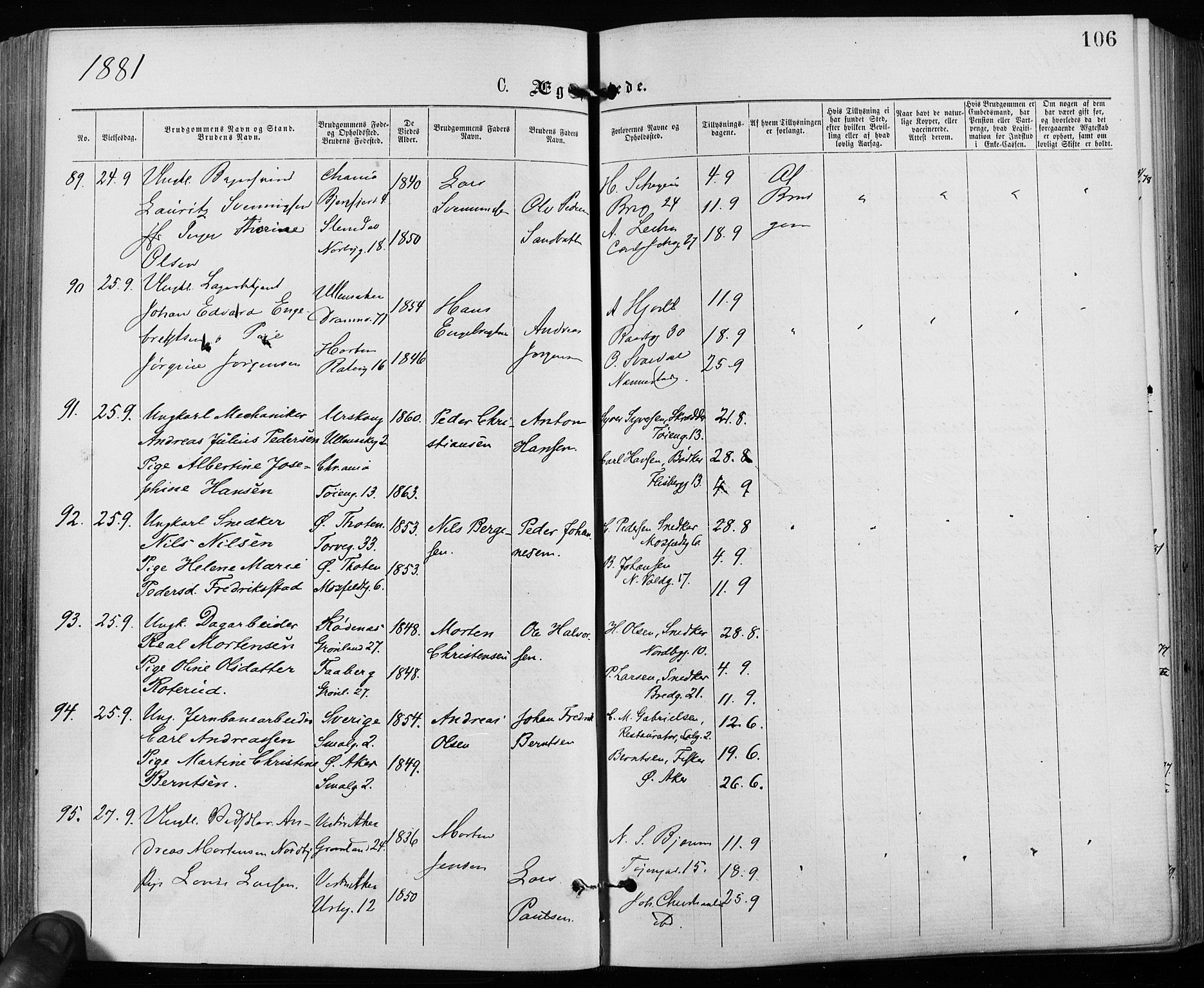 Grønland prestekontor Kirkebøker, AV/SAO-A-10848/F/Fa/L0006: Parish register (official) no. 6, 1877-1886, p. 106