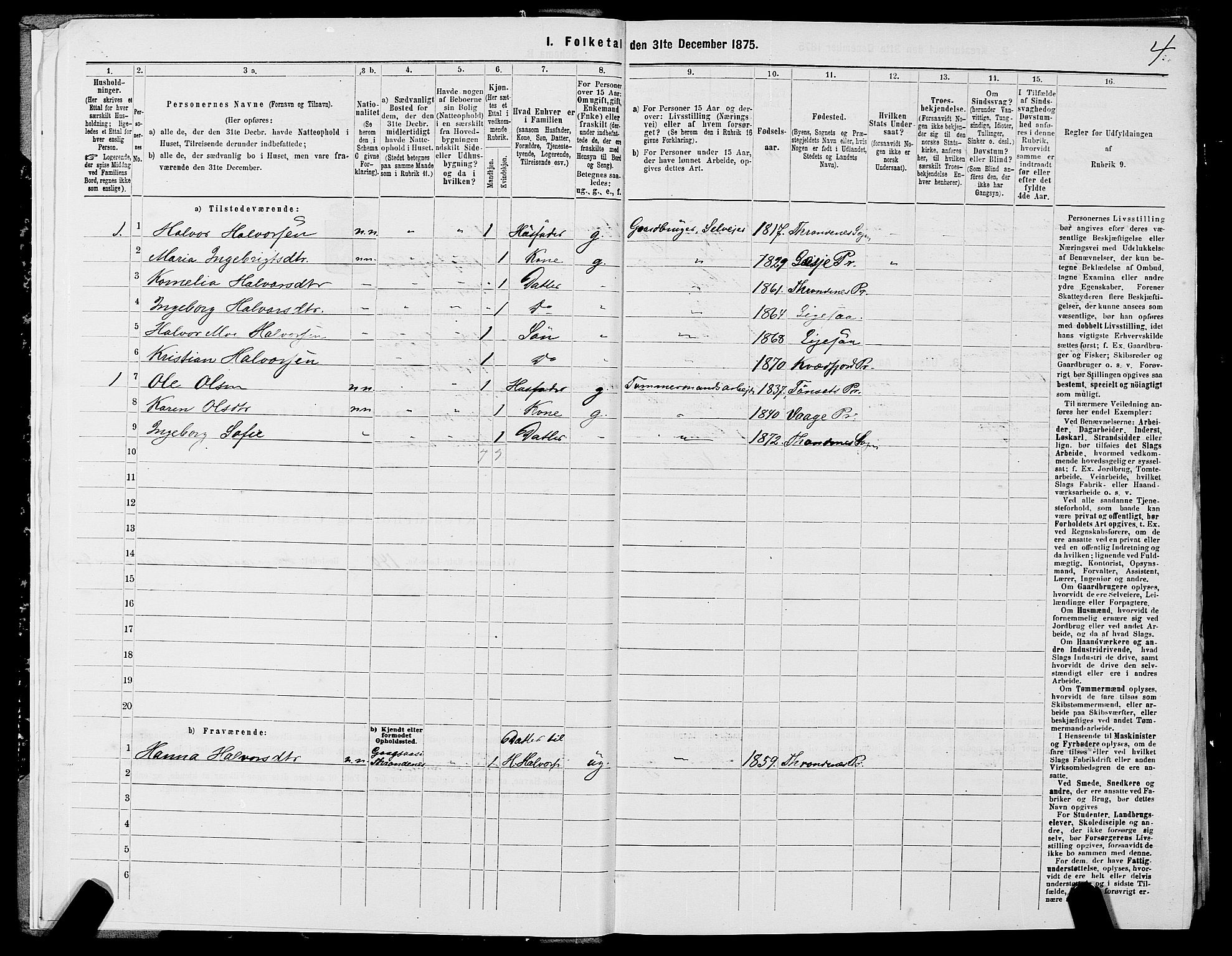 SATØ, 1875 census for 1911P Kvæfjord, 1875, p. 1004