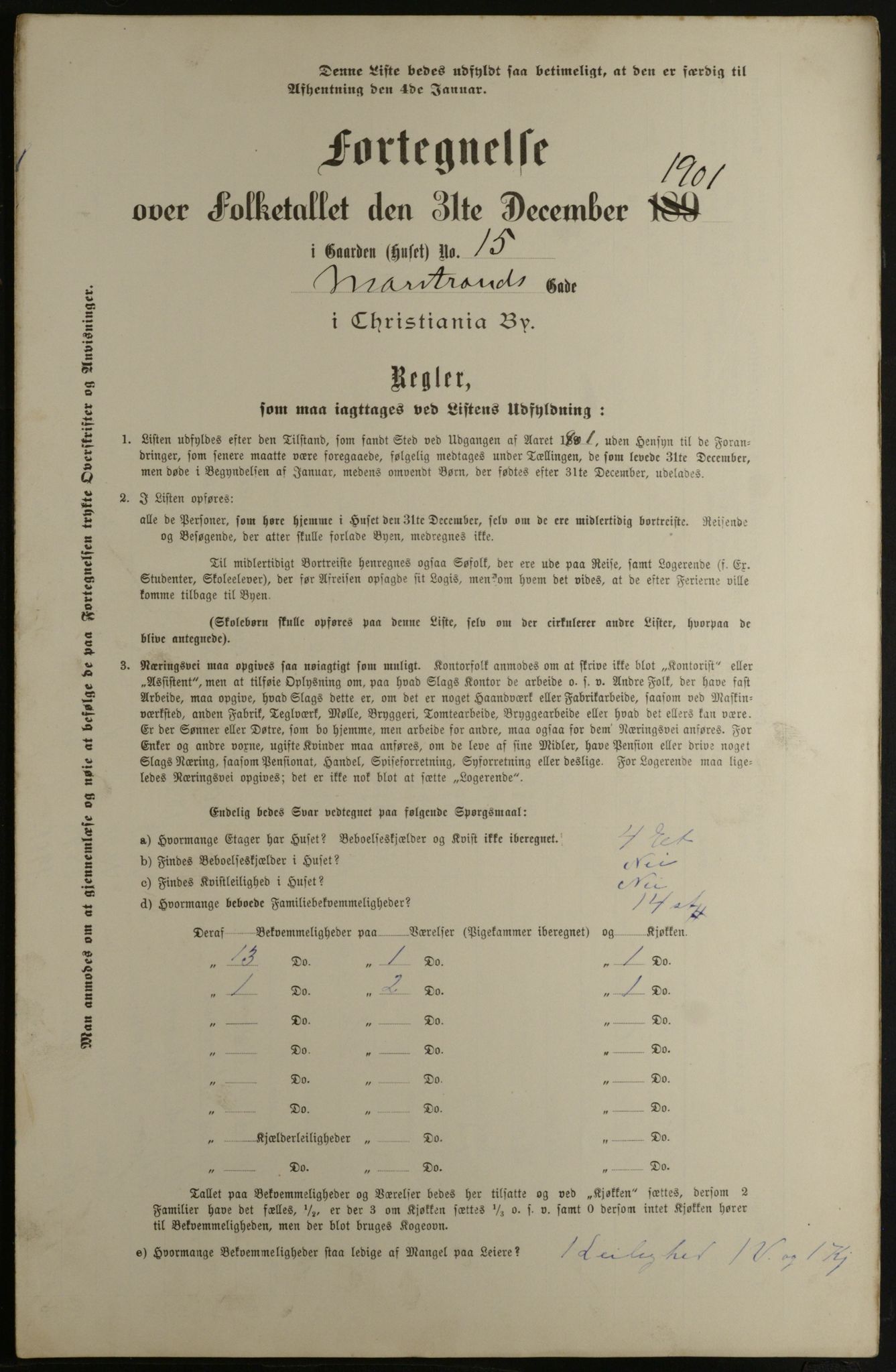 OBA, Municipal Census 1901 for Kristiania, 1901, p. 9975