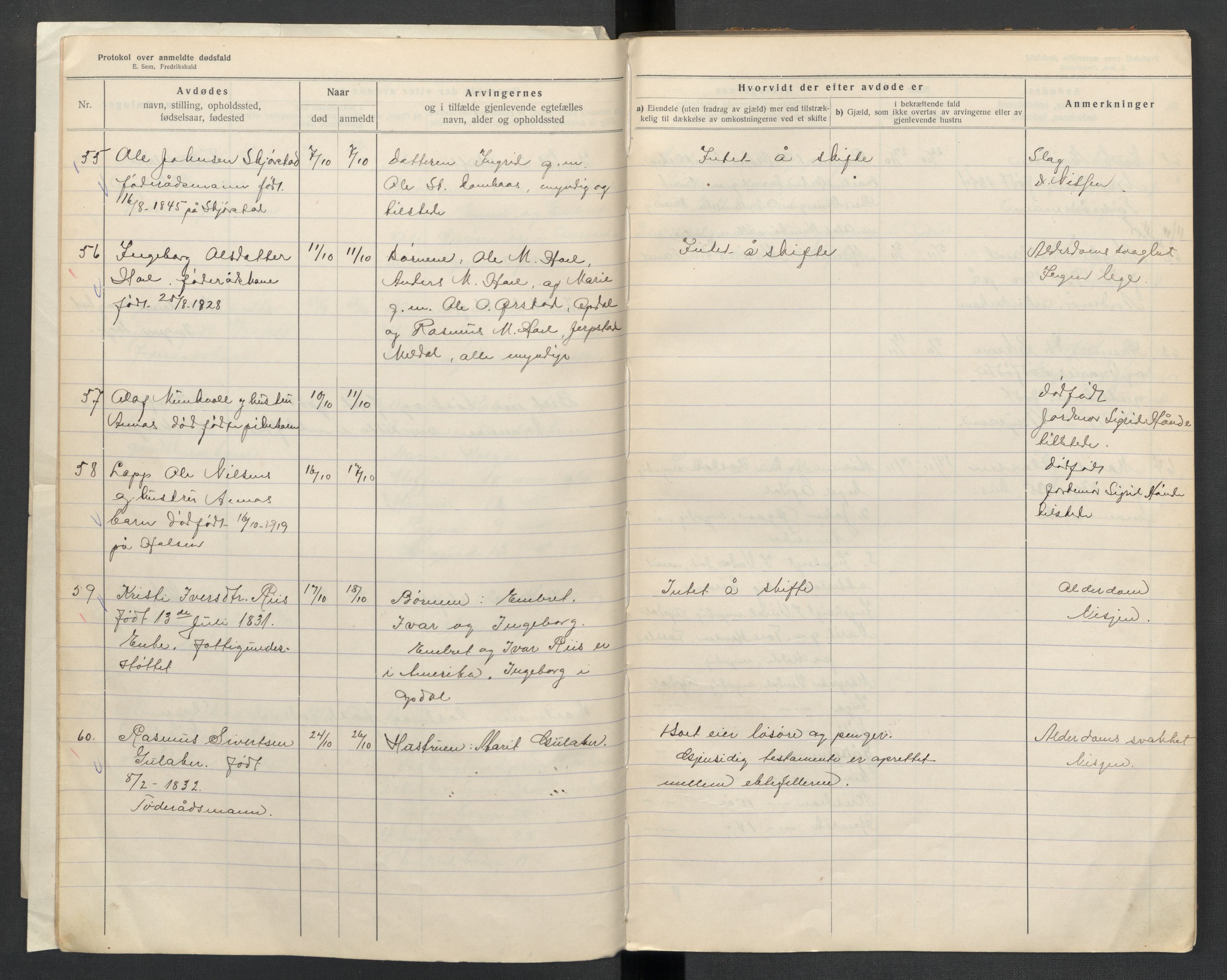 Oppdal lensmannskontor, SAT/A-1073/1/02/L0003: 2.01.03 Dødsfallsprotokoll, 1919-1929