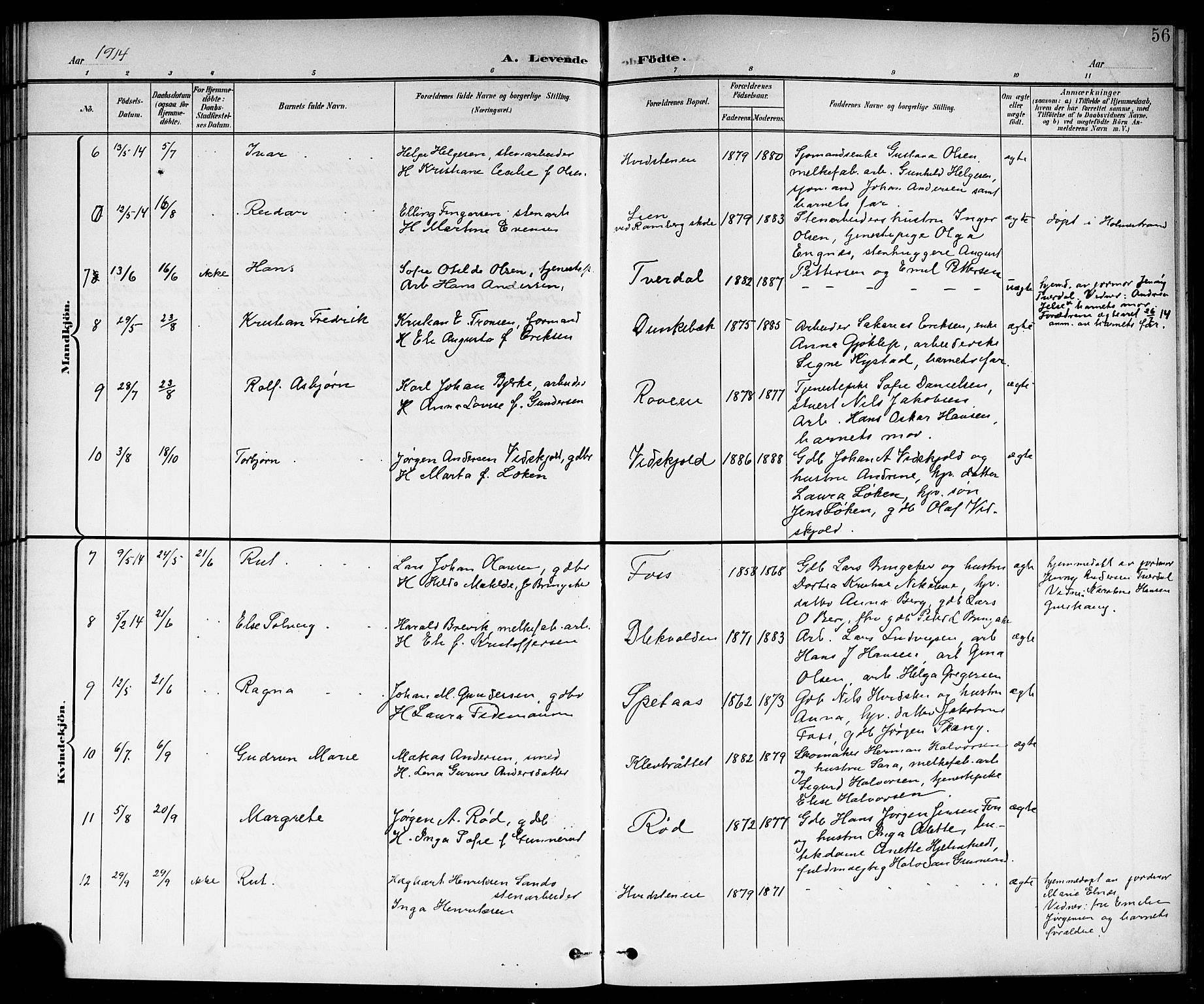 Botne kirkebøker, AV/SAKO-A-340/G/Ga/L0004: Parish register (copy) no. I 4, 1899-1915, p. 56