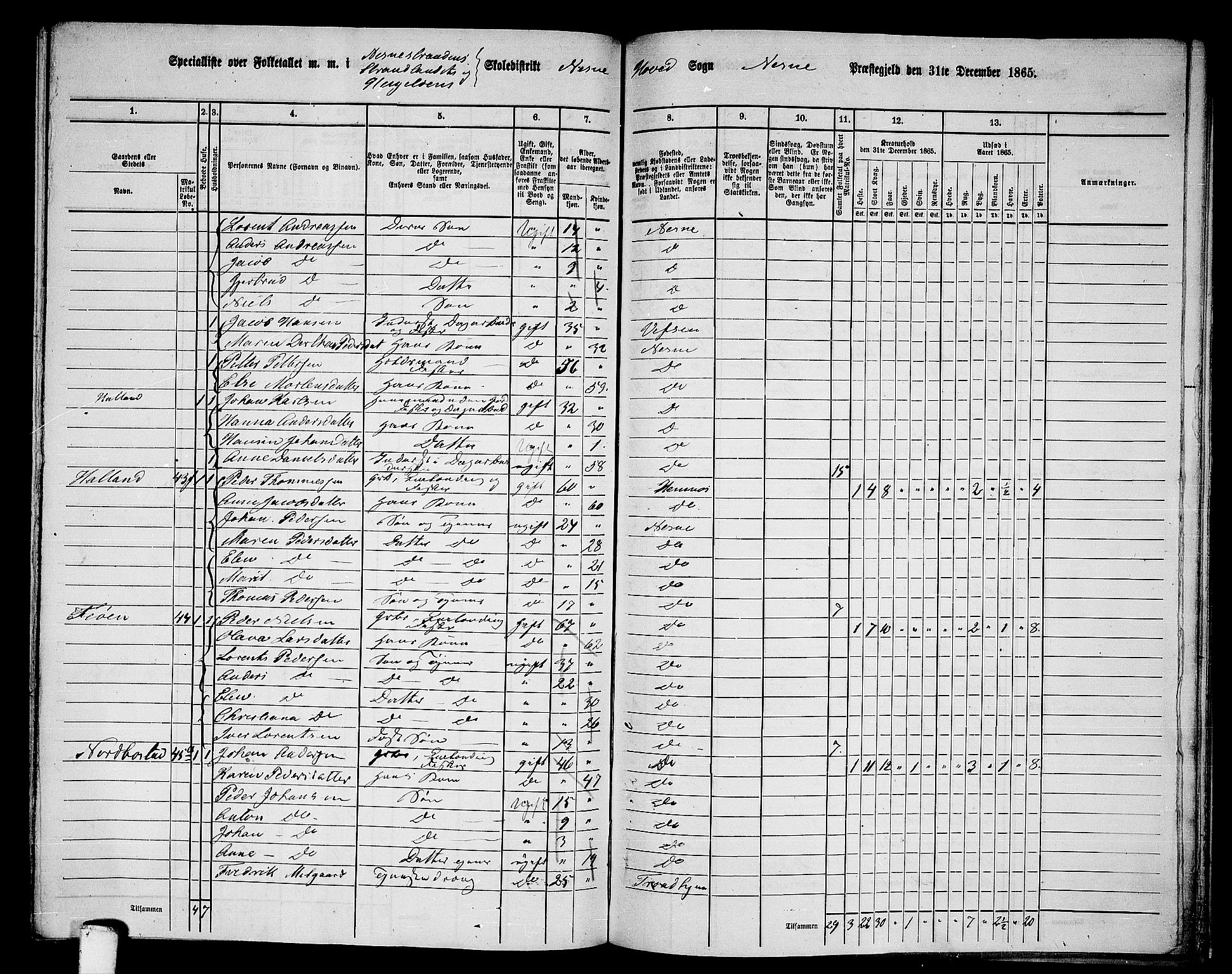 RA, 1865 census for Nesna, 1865, p. 141