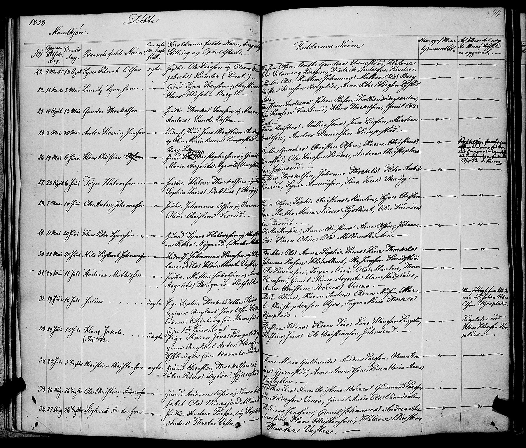 Skiptvet prestekontor Kirkebøker, SAO/A-20009/F/Fa/L0006: Parish register (official) no. 6, 1839-1860, p. 94