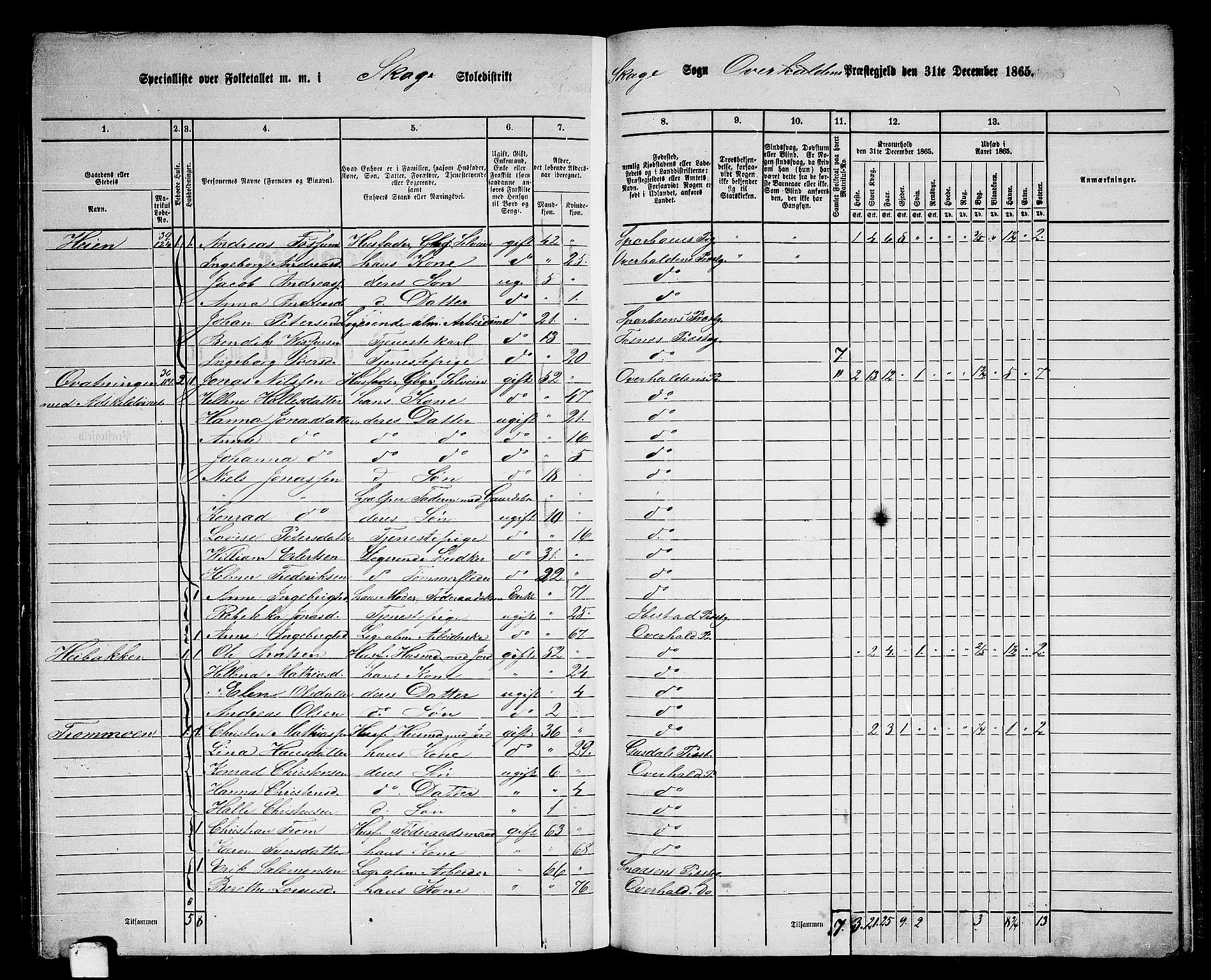 RA, 1865 census for Overhalla, 1865, p. 81
