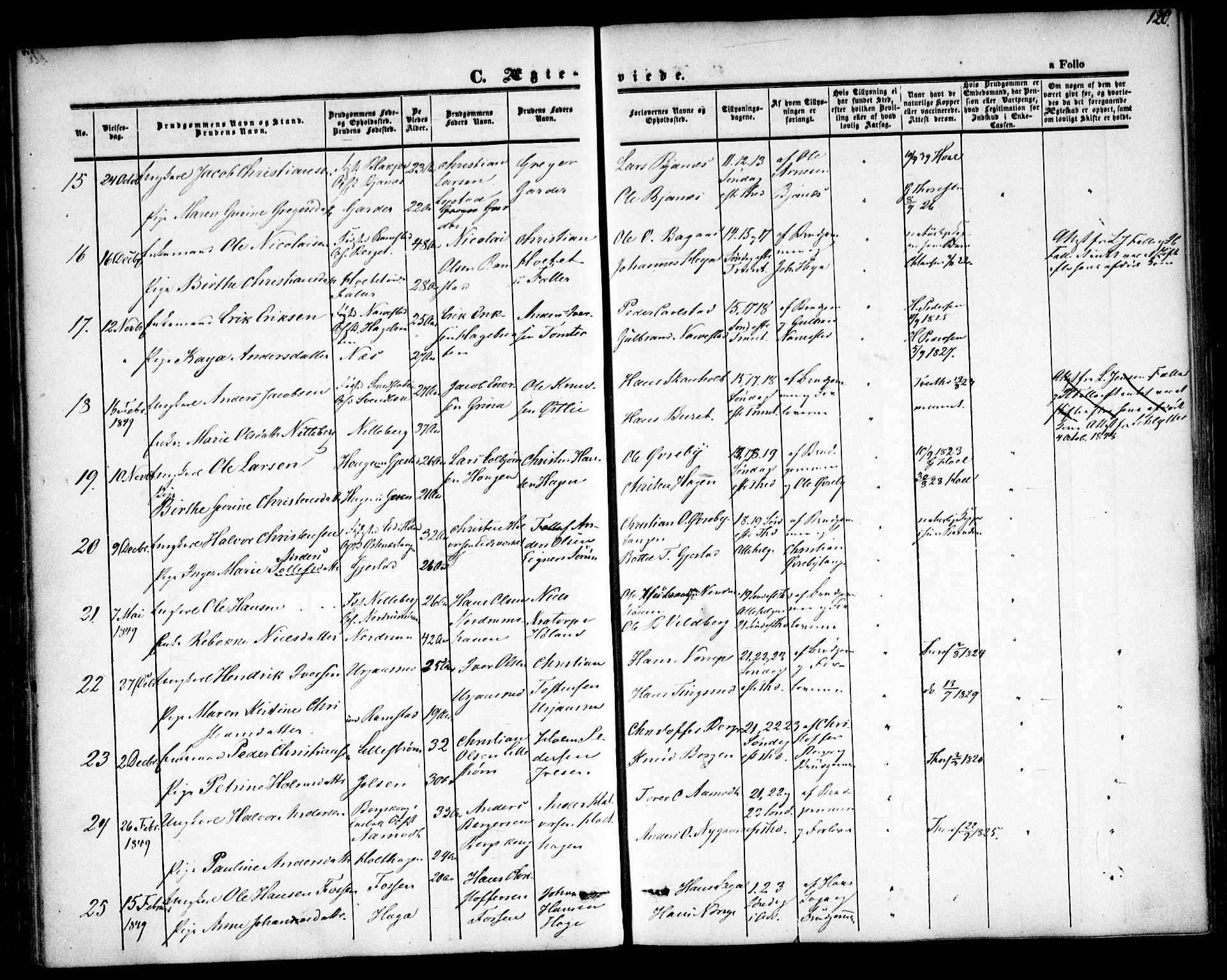 Fet prestekontor Kirkebøker, AV/SAO-A-10370a/F/Fa/L0010: Parish register (official) no. I 10, 1847-1859, p. 120