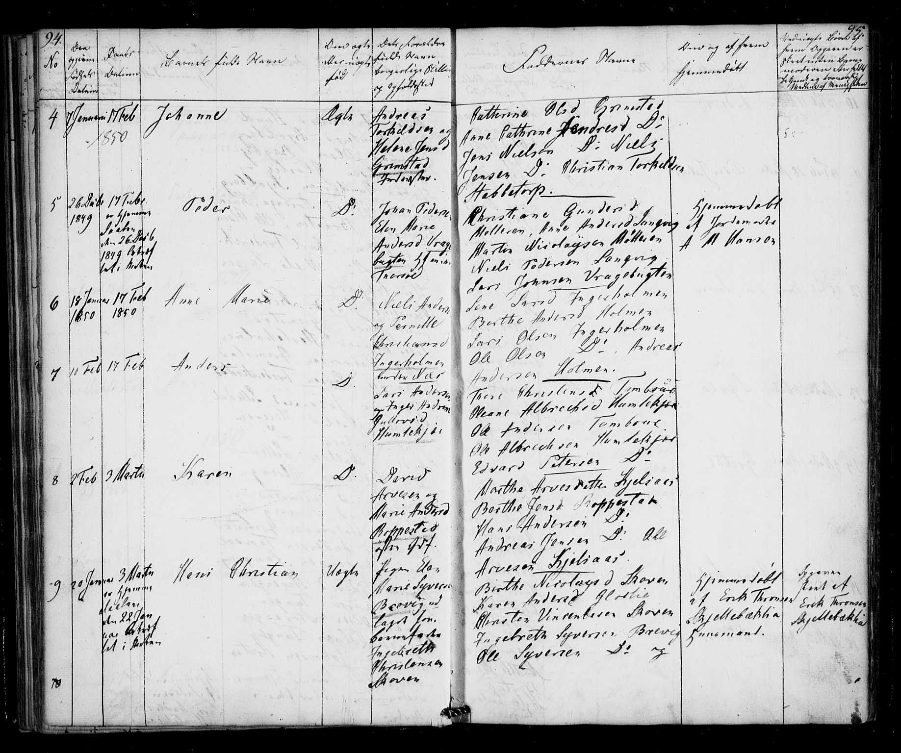 Borge prestekontor Kirkebøker, AV/SAO-A-10903/F/Fb/L0001: Parish register (official) no. II 1, 1836-1852, p. 94-95