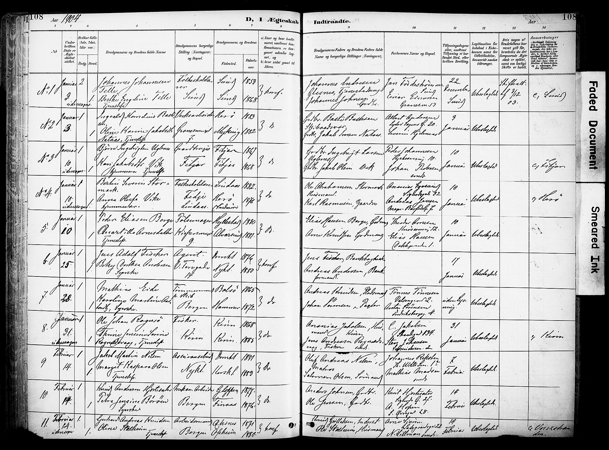 Nykirken Sokneprestembete, SAB/A-77101/H/Haa/L0034: Parish register (official) no. D 4, 1896-1905, p. 108