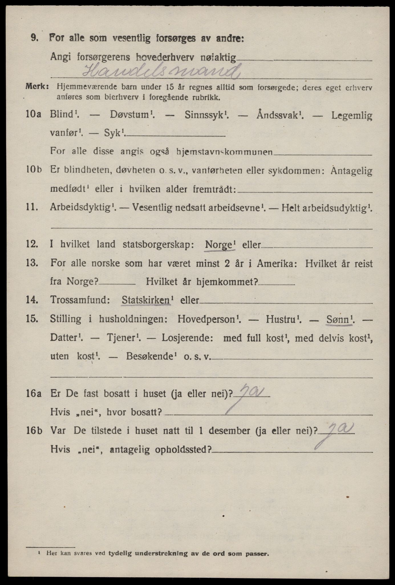 SAST, 1920 census for Nedstrand, 1920, p. 2654