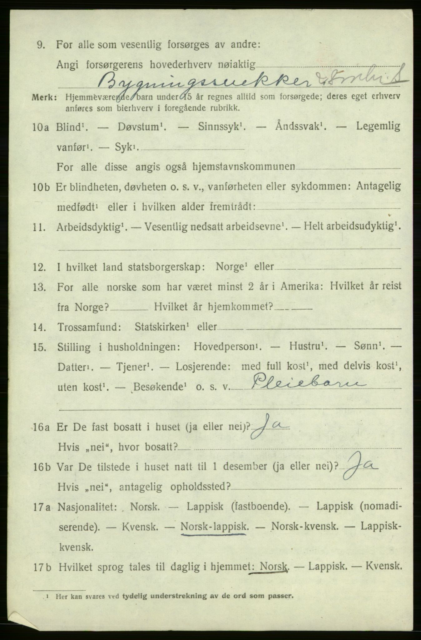 SATØ, 1920 census for Hasvik, 1920, p. 2306