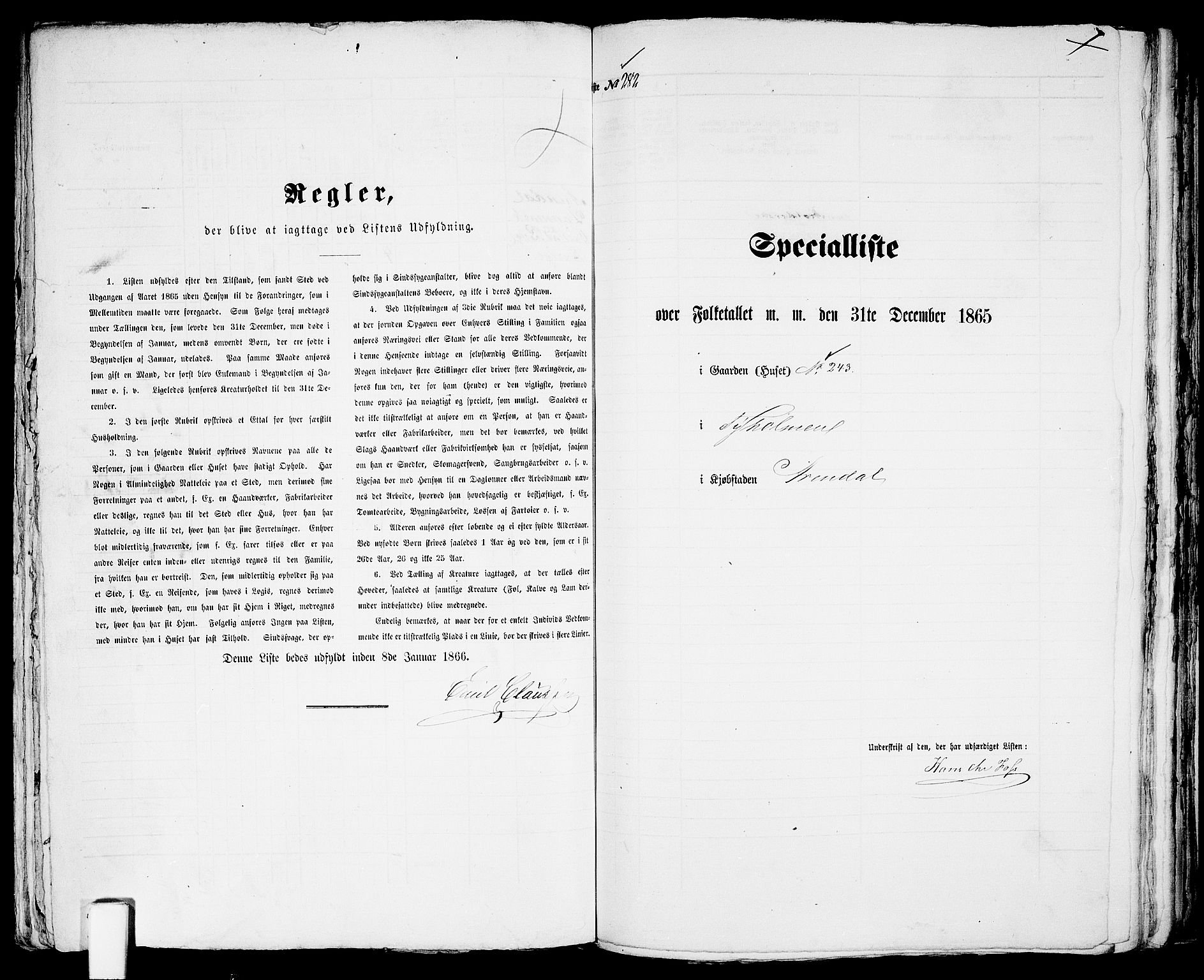 RA, 1865 census for Arendal, 1865, p. 572