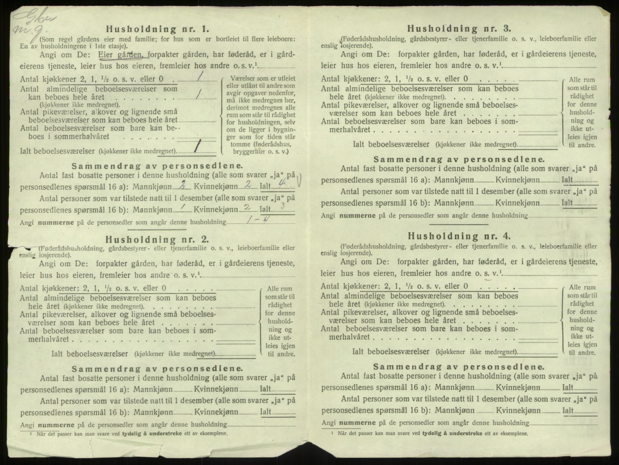 SAB, 1920 census for Hosanger, 1920, p. 58