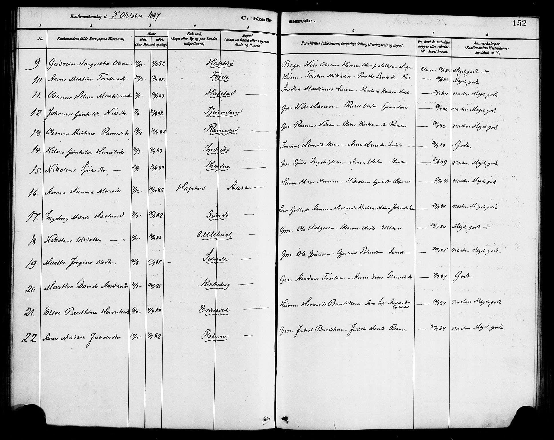 Førde sokneprestembete, SAB/A-79901/H/Haa/Haab/L0001: Parish register (official) no. B 1, 1880-1898, p. 152
