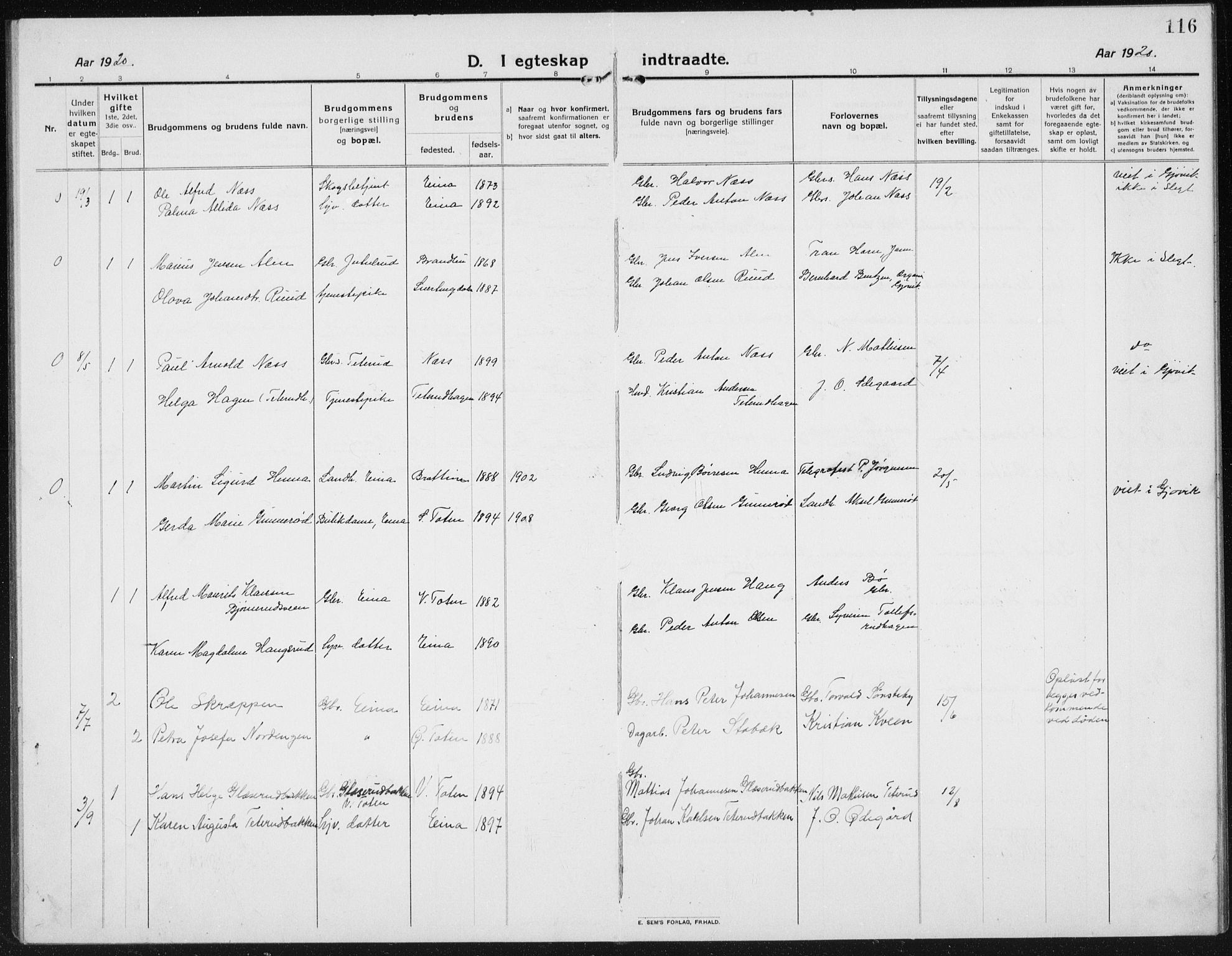 Kolbu prestekontor, SAH/PREST-110/H/Ha/Hab/L0006: Parish register (copy) no. 6, 1916-1934, p. 116