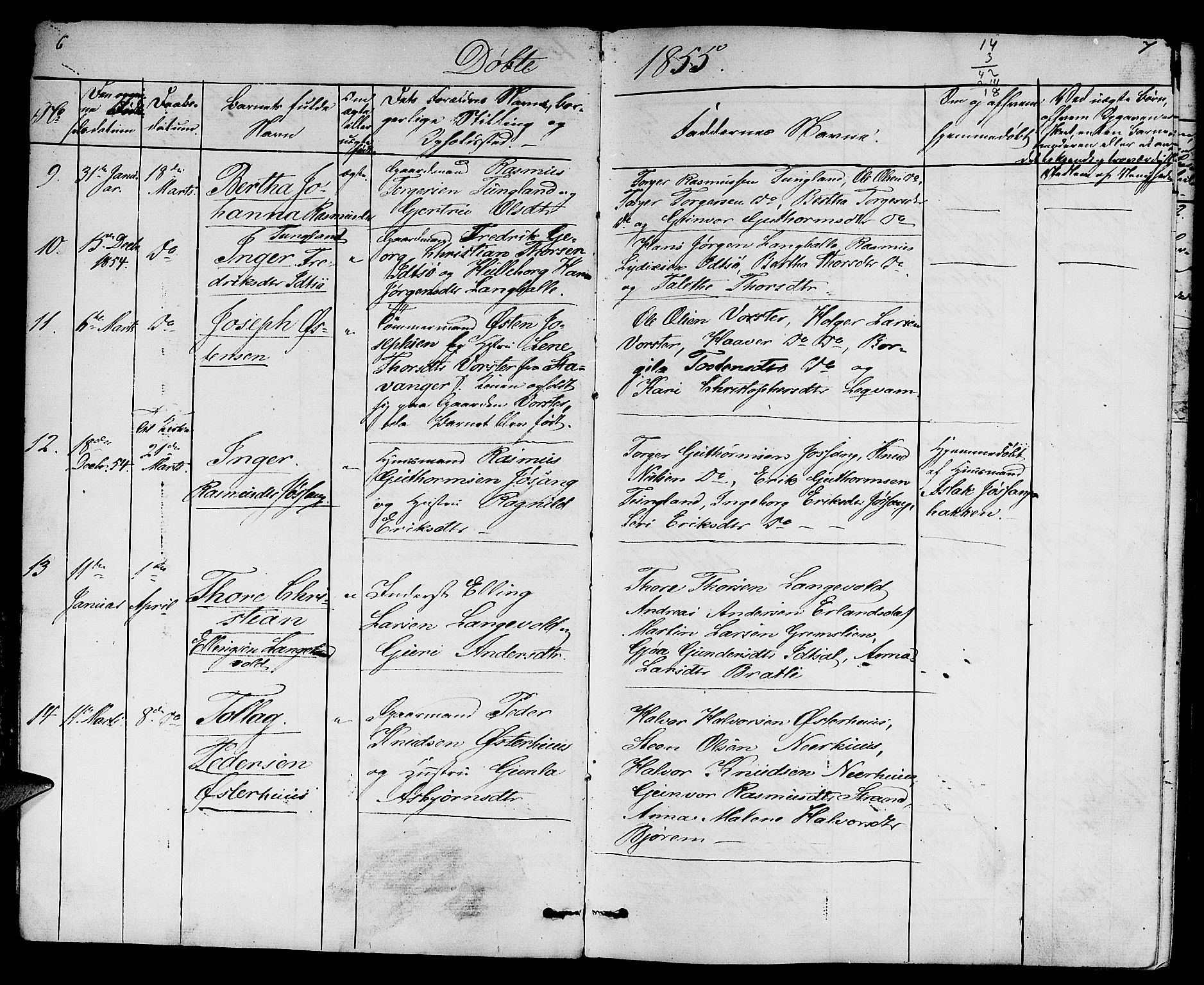 Strand sokneprestkontor, AV/SAST-A-101828/H/Ha/Hab/L0003: Parish register (copy) no. B 3, 1855-1881, p. 6-7