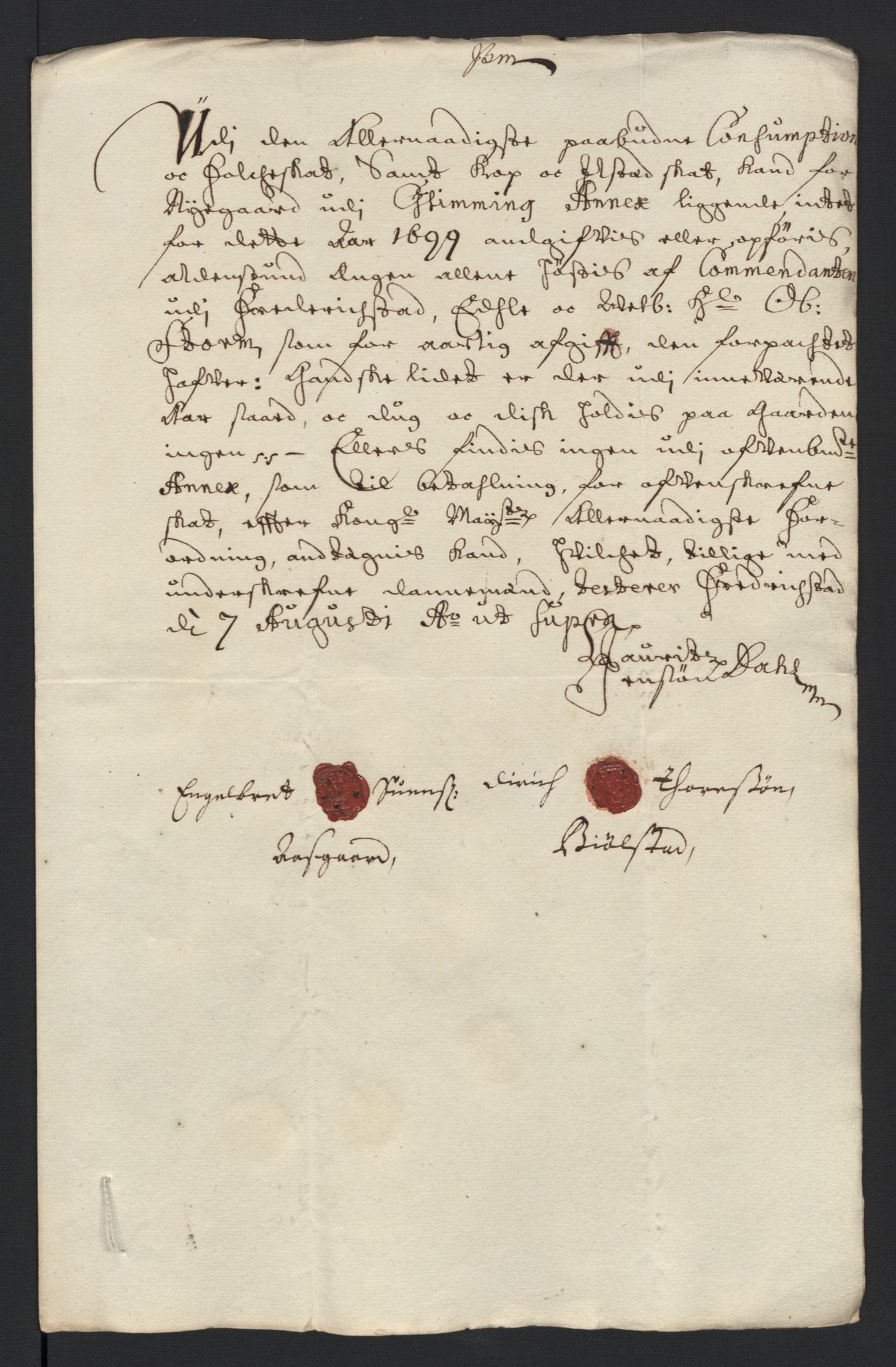 Rentekammeret inntil 1814, Reviderte regnskaper, Fogderegnskap, RA/EA-4092/R04/L0128: Fogderegnskap Moss, Onsøy, Tune, Veme og Åbygge, 1699, p. 86