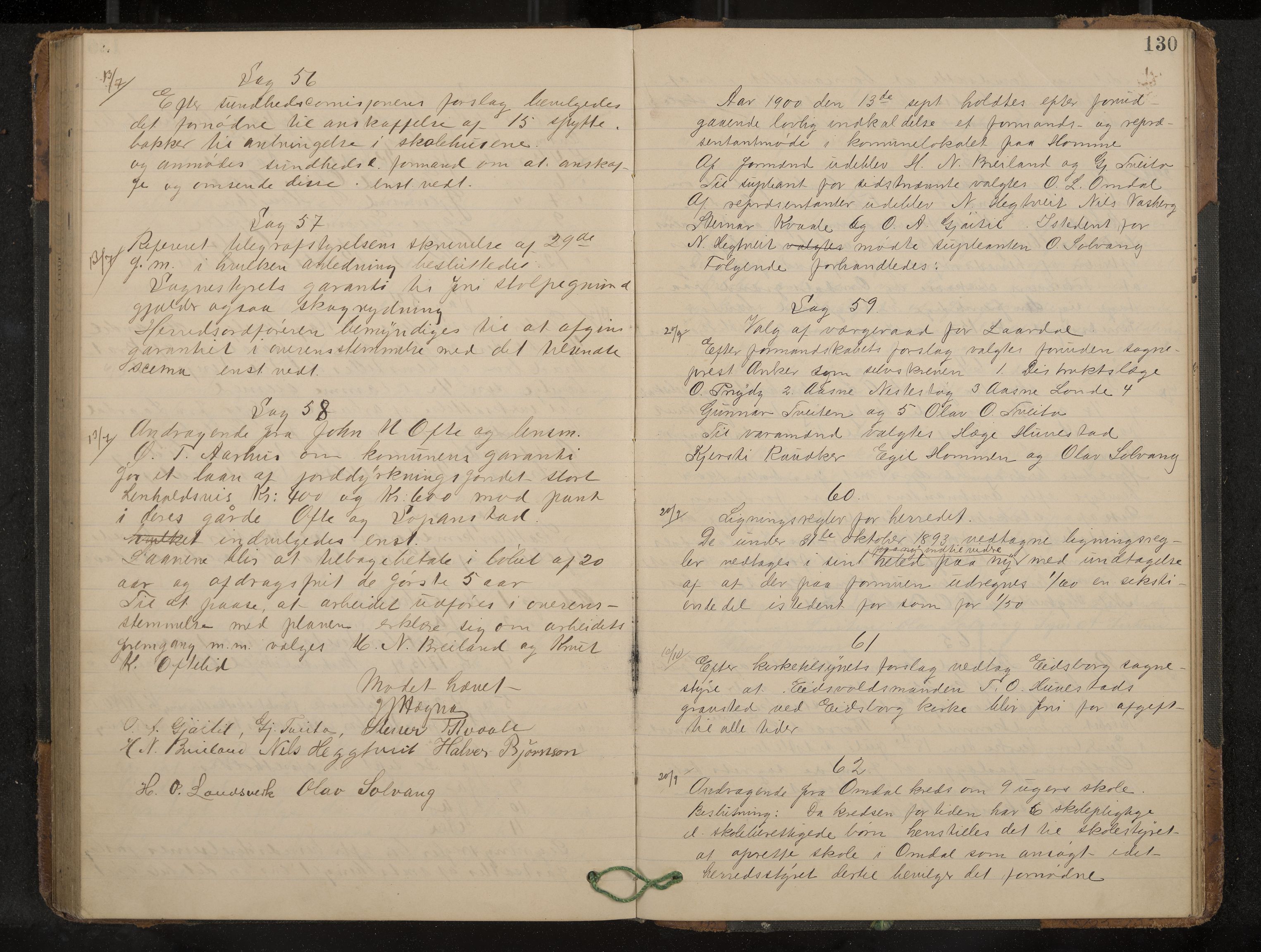 Lårdal formannskap og sentraladministrasjon, IKAK/0833021/A/L0003: Møtebok, 1893-1901, p. 130