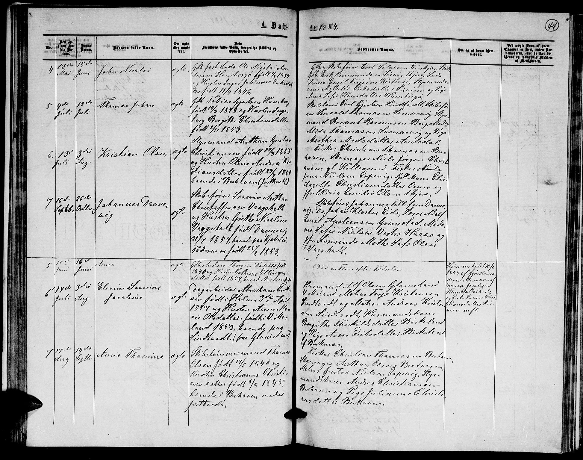 Hommedal sokneprestkontor, AV/SAK-1111-0023/F/Fb/Fba/L0003: Parish register (copy) no. B 3, 1863-1884, p. 44