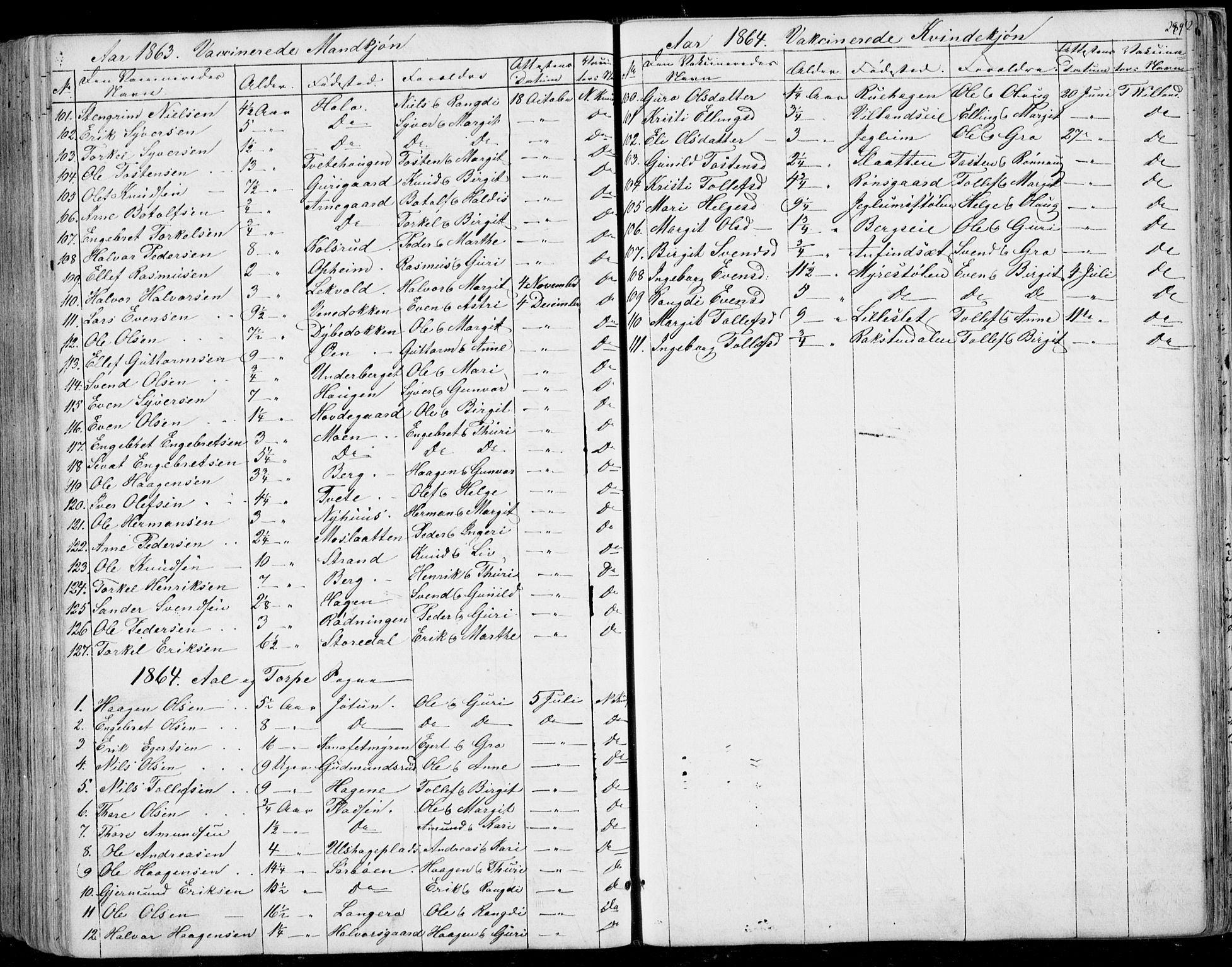 Ål kirkebøker, AV/SAKO-A-249/F/Fa/L0006: Parish register (official) no. I 6, 1849-1864, p. 289