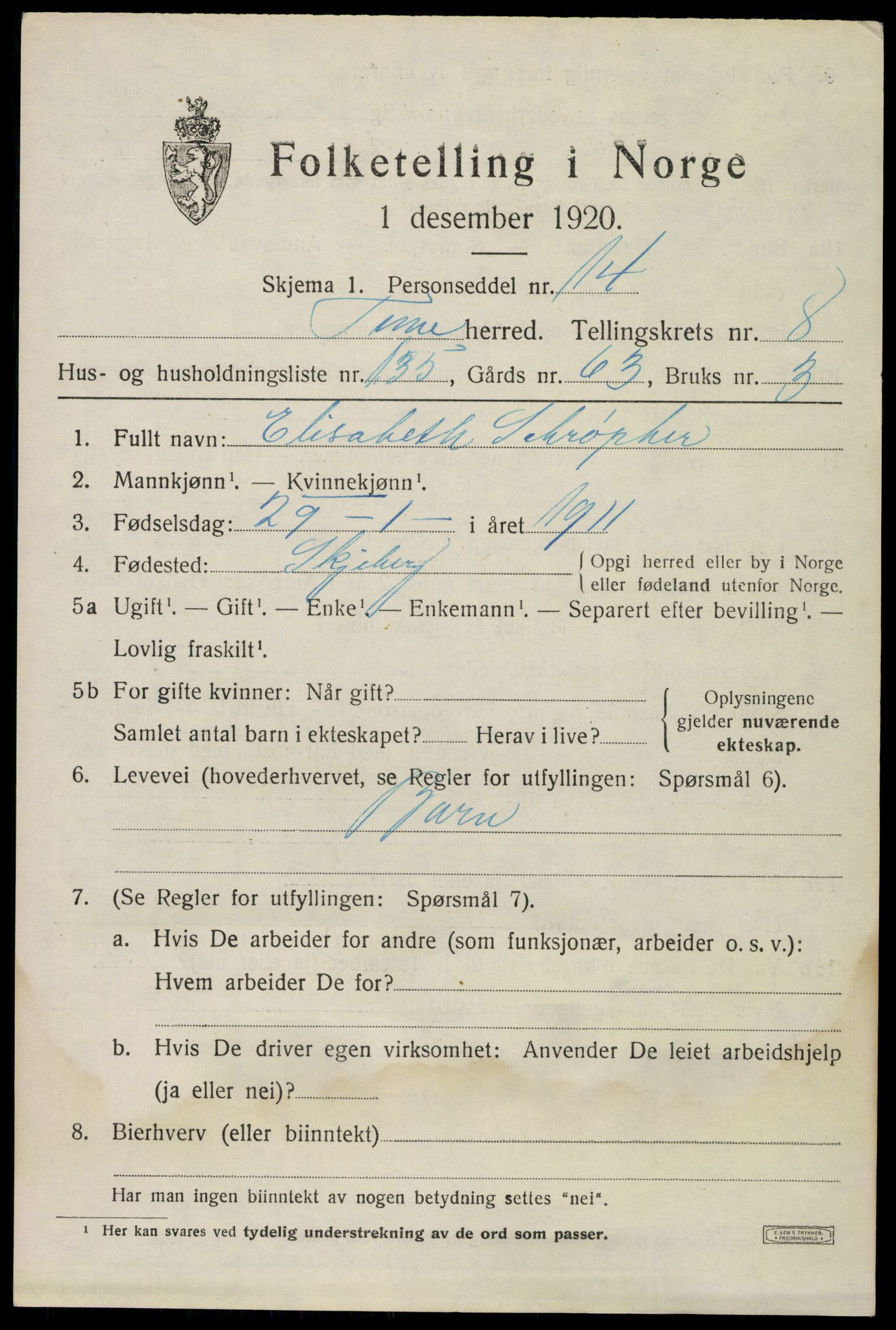 SAO, 1920 census for Tune, 1920, p. 9090
