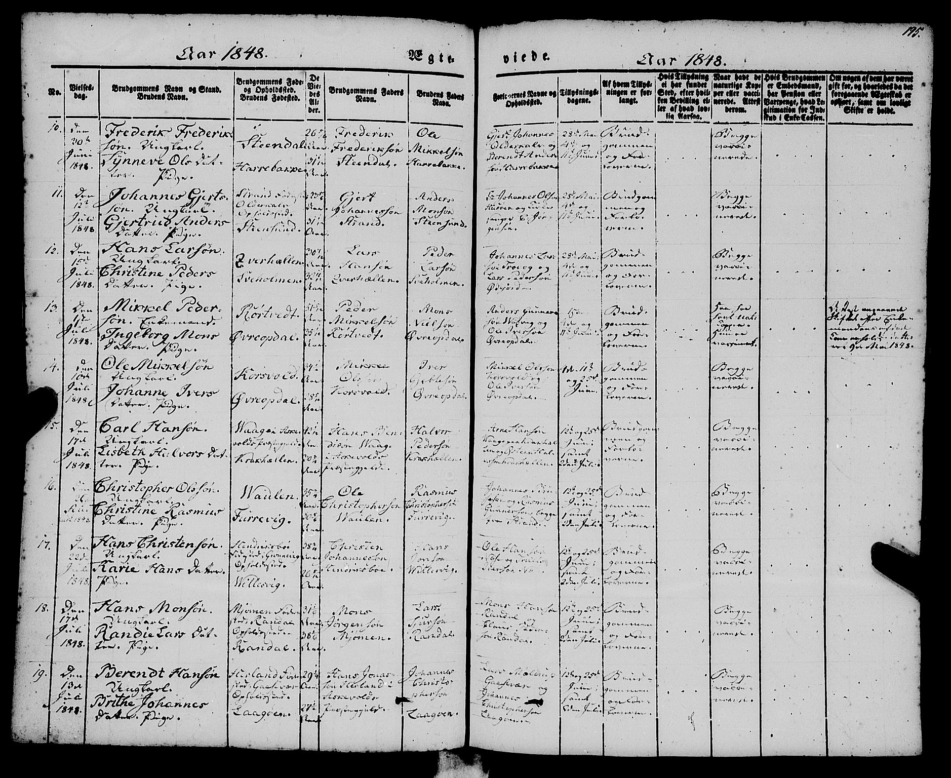 Gulen sokneprestembete, AV/SAB-A-80201/H/Haa/Haaa/L0021: Parish register (official) no. A 21, 1848-1858, p. 195